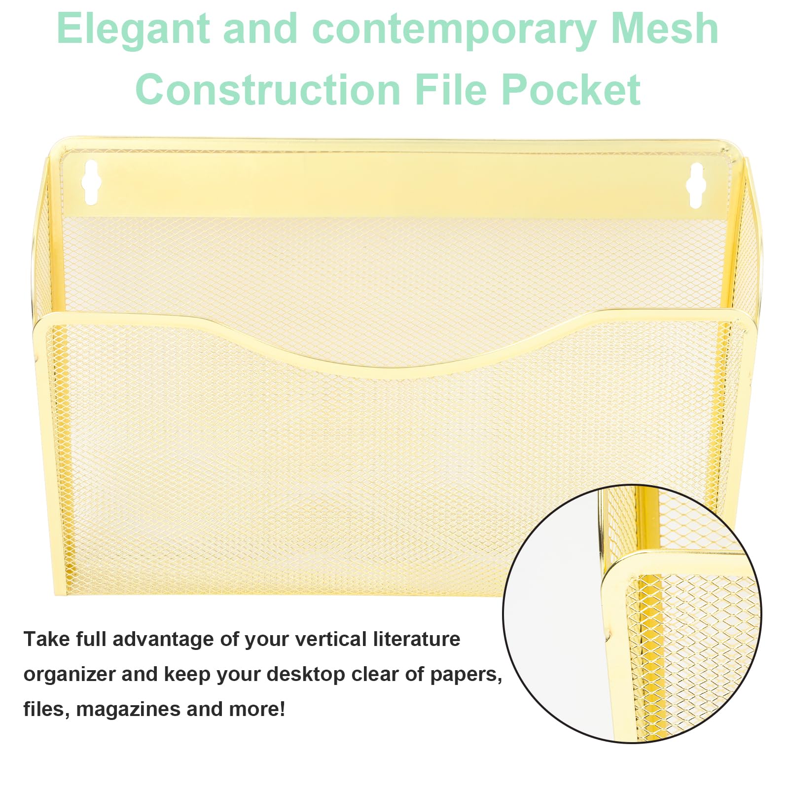 EASEPRES 3 Single Pocket Mesh Hanging File Organizer, Vertical Wall Mounted Magazine File Holder