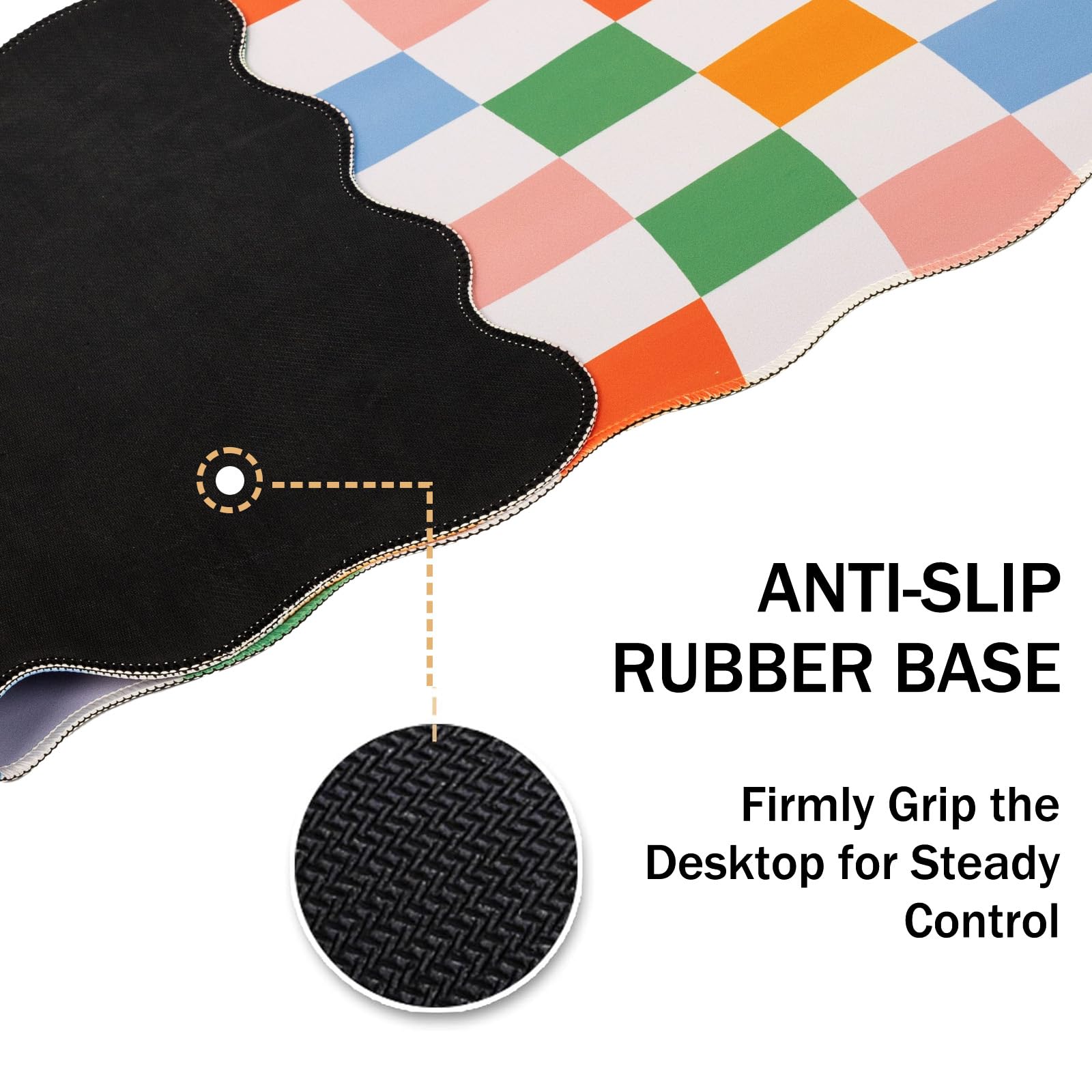 L-SPOUTTO Checkered Mouse Pad,Scalloped Groovy Desk Mat XXL Gaming Mousepad