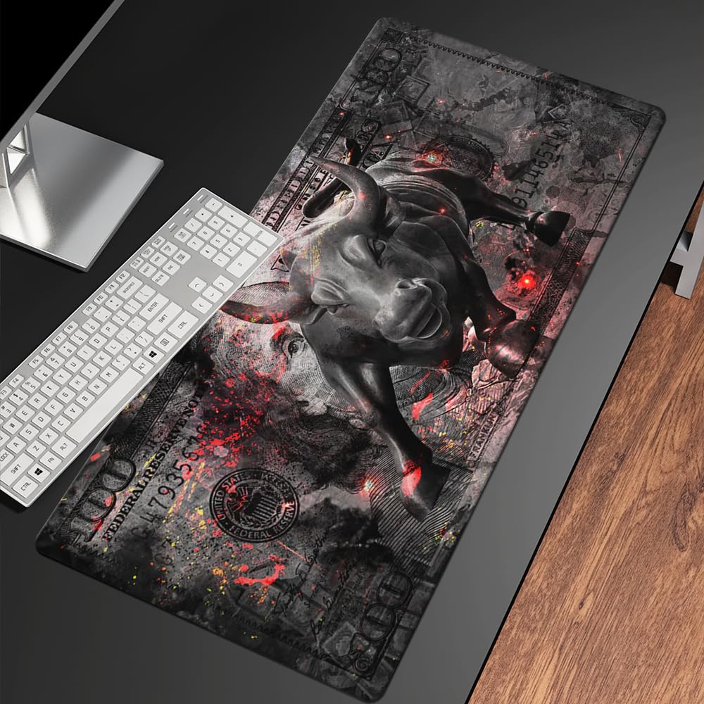 Reateforin Gaming Mouse Pad Black Gray Money Bull Motivational Sign Inspirational Quote Mouse Pad