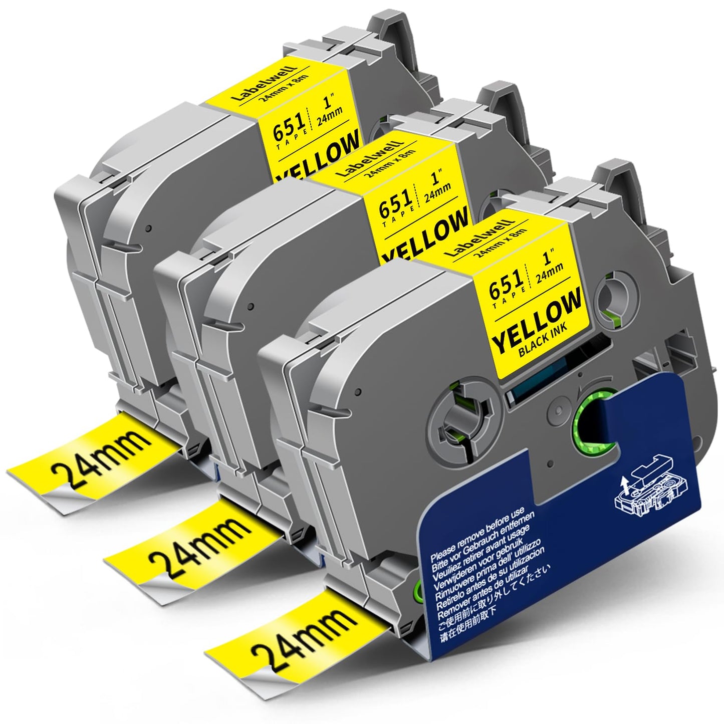 Labelwell 24mm 0.94 Laminated Black on Yellow