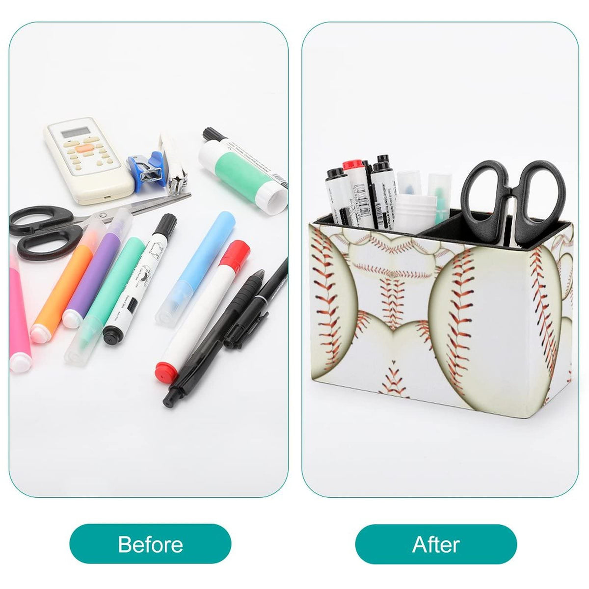 Niapessel Pencil Holder for Desk, Ball Baseball Pen Holder Storage Desktop Pen Organizer Desk