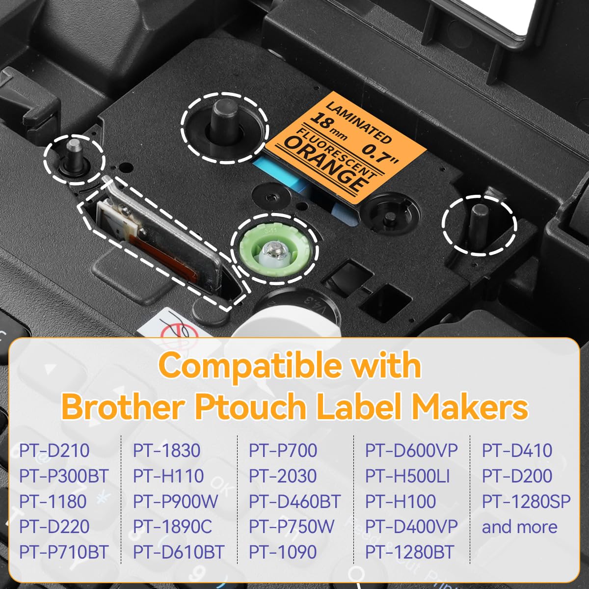18mm Label Tape Orange Replace for Brother Ptouch TZe-B41 3/4" (0.7")