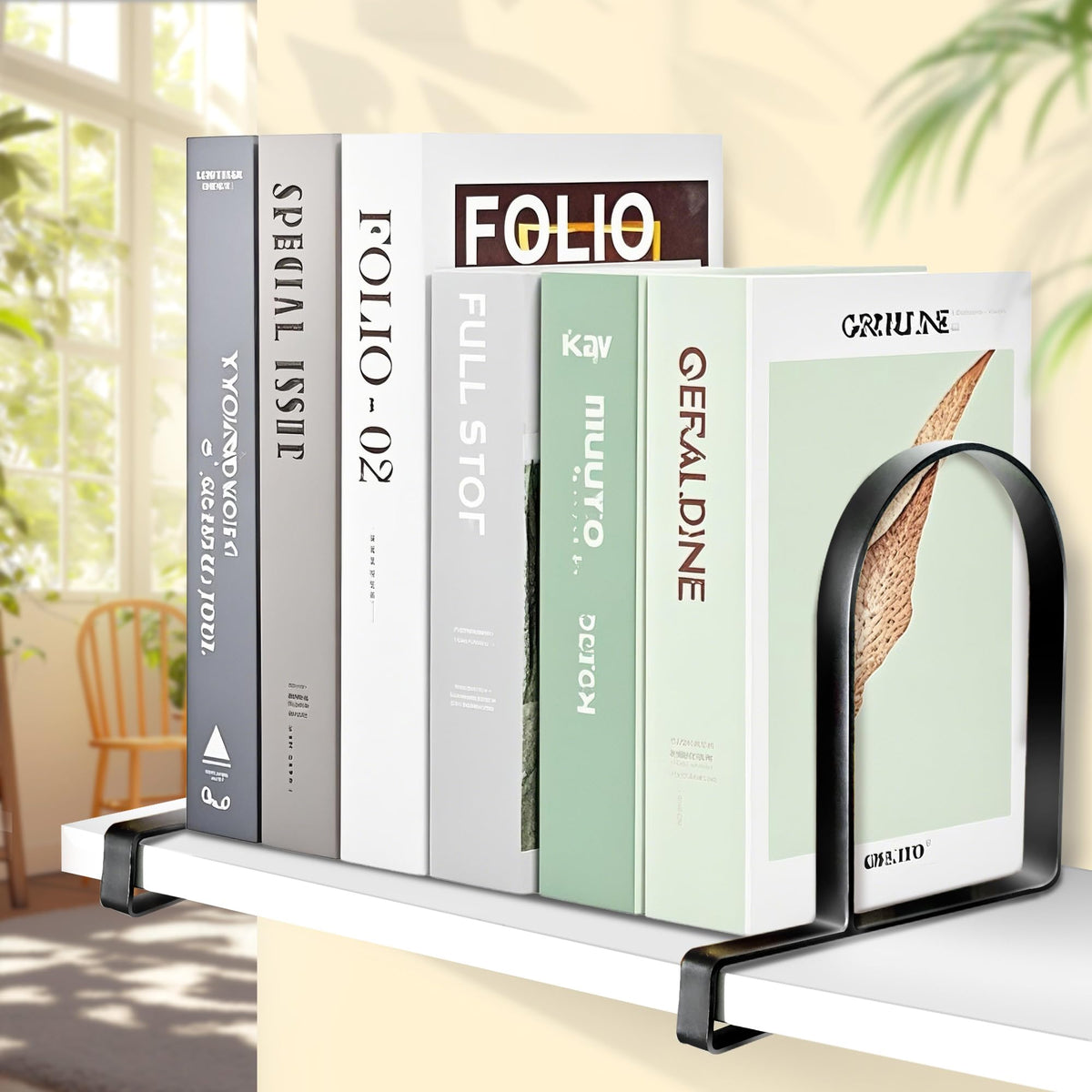 Book Ends for Shelves: Black Metal Book Ends, Heavy Duty Bookend Supports for Shelves, Non-Skid