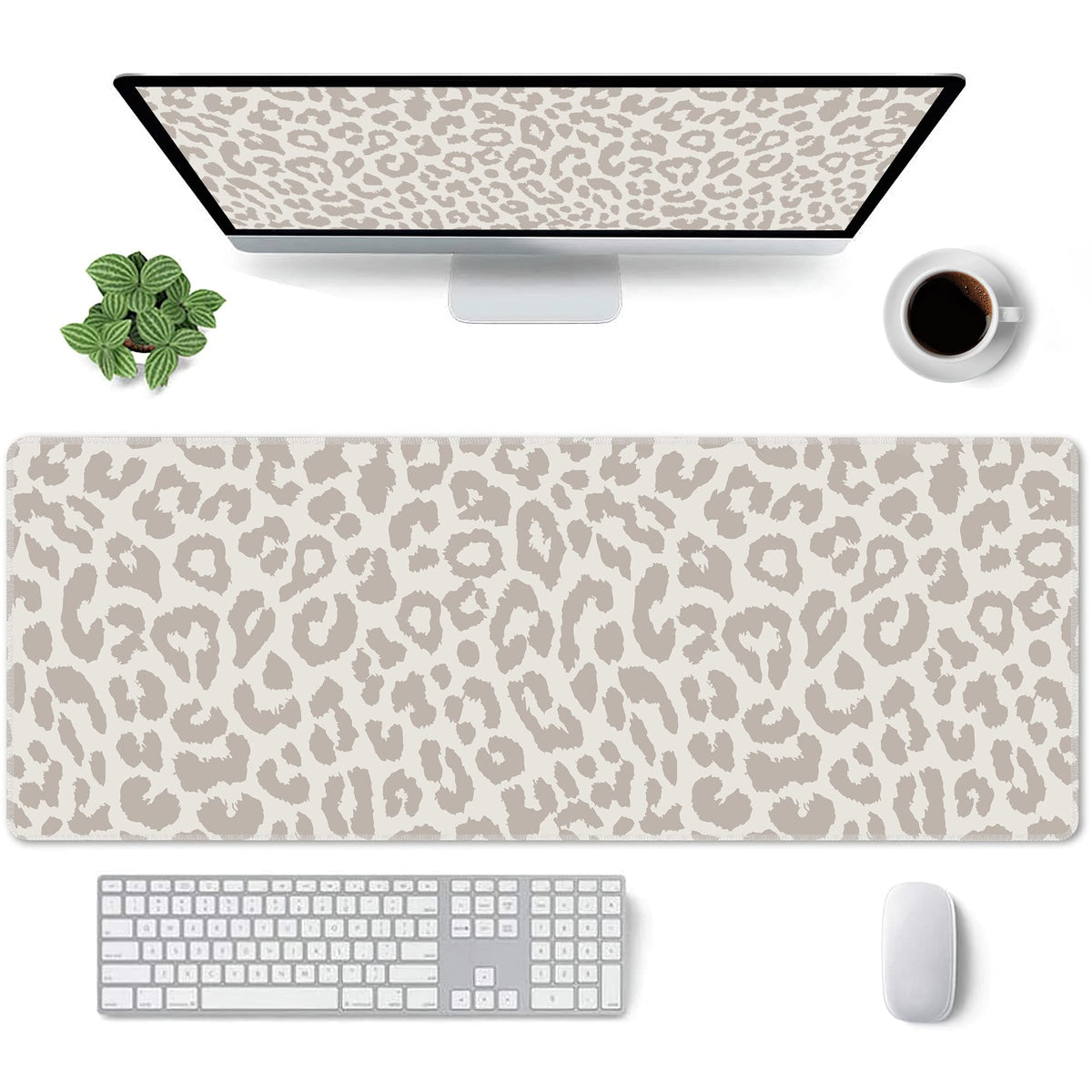 Leopard Print Gaming Mouse Pad Large Cheetah Desk Mat, 31.5x11.8in, XL
