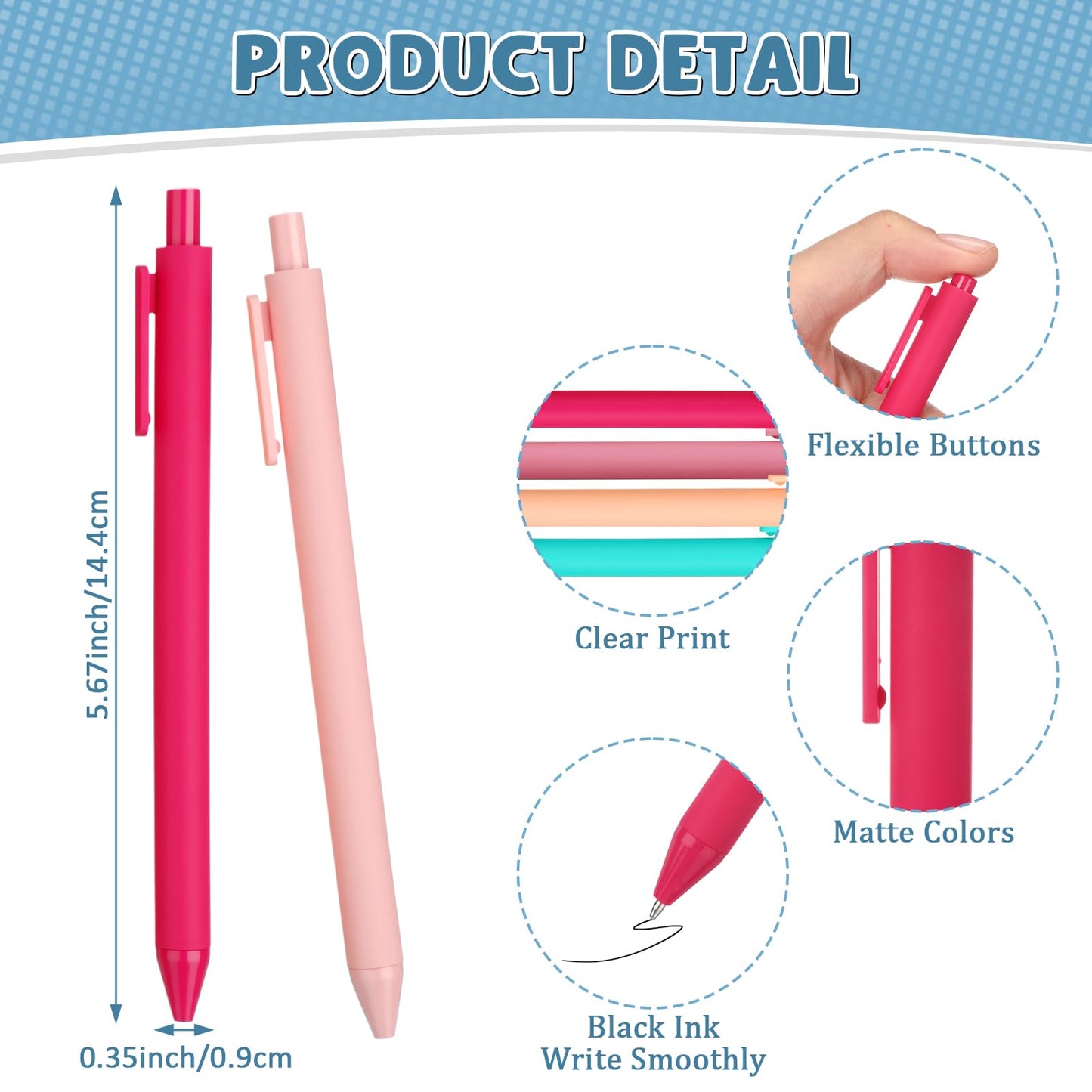 Teling 100 Pcs Inspirational Pens Bulk, Bright Colors, Blank Style