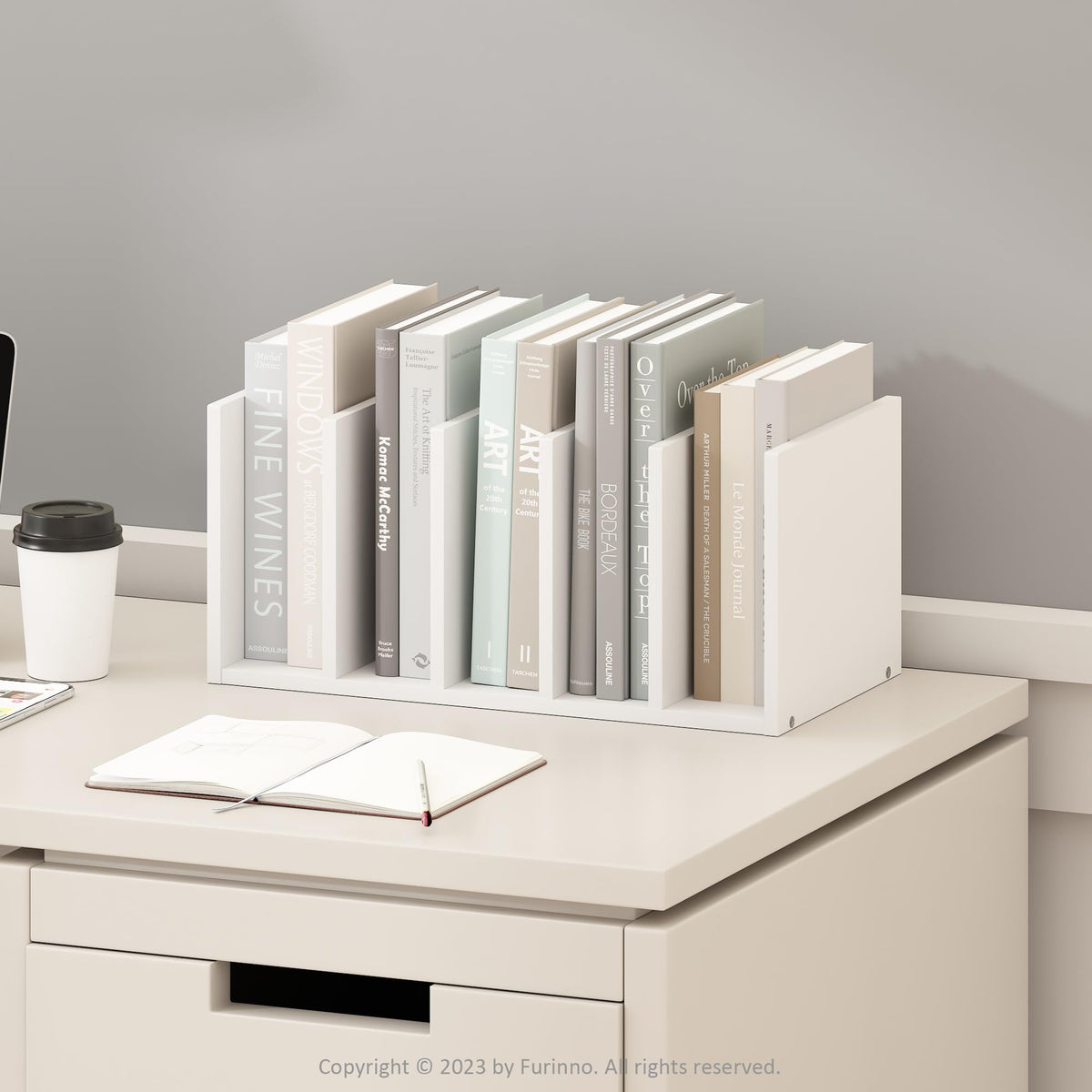 Furinno HERMITE Desk File Folder Organizers, 5-Space Vertical Desktop Office Organization Racks