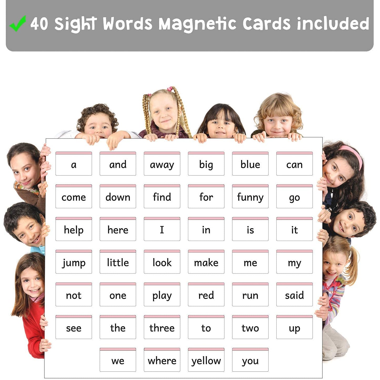 Attractivia Pre-K Sight Words Magnetic Flash Cards(Pre-Kindergarten) - 40 Sturdy Large Dolch Cards