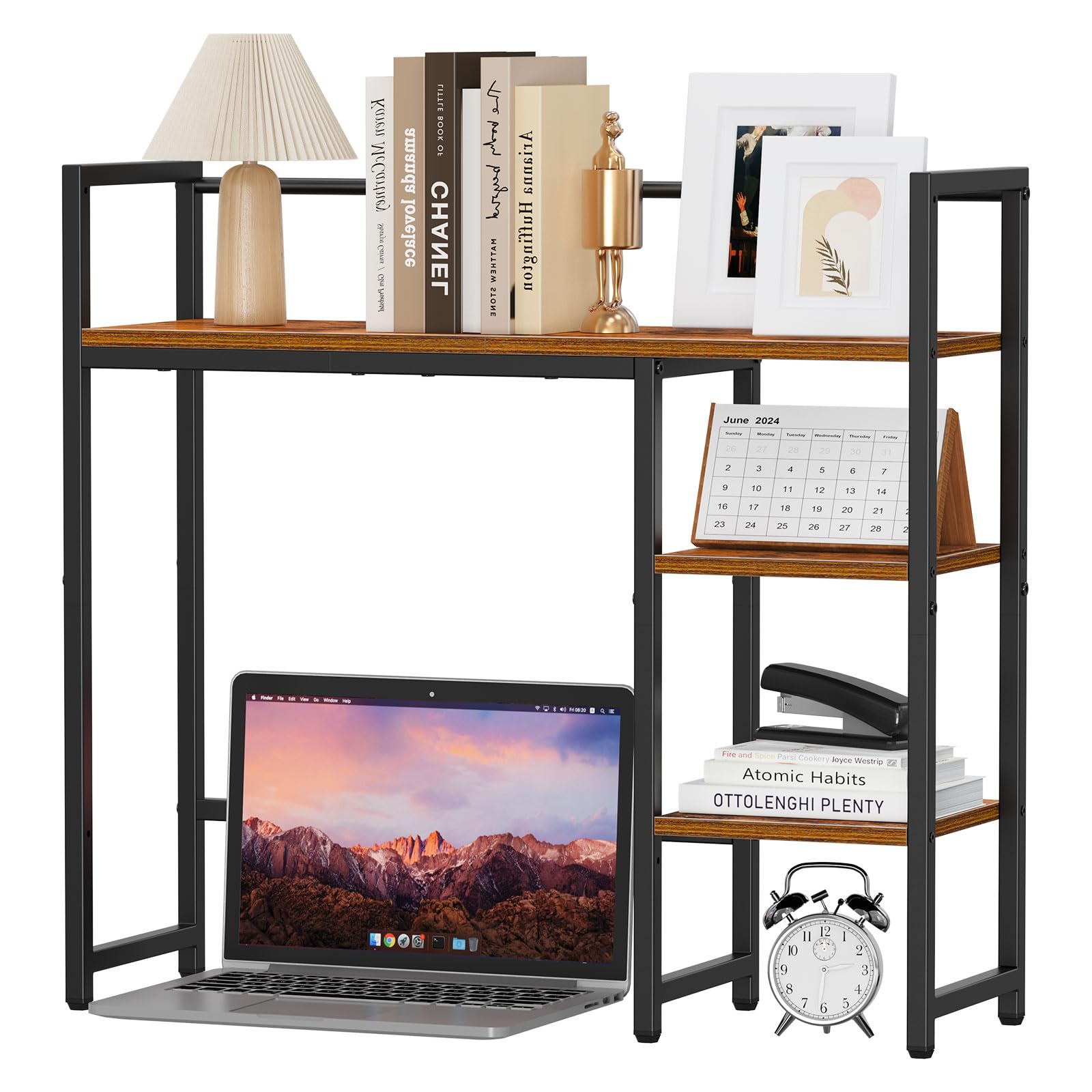 Snughome Desk Shelf, 31.9" Desktop Organizer Shelf, Desk Hutch for Computer Monitor, 4 Tier Desk