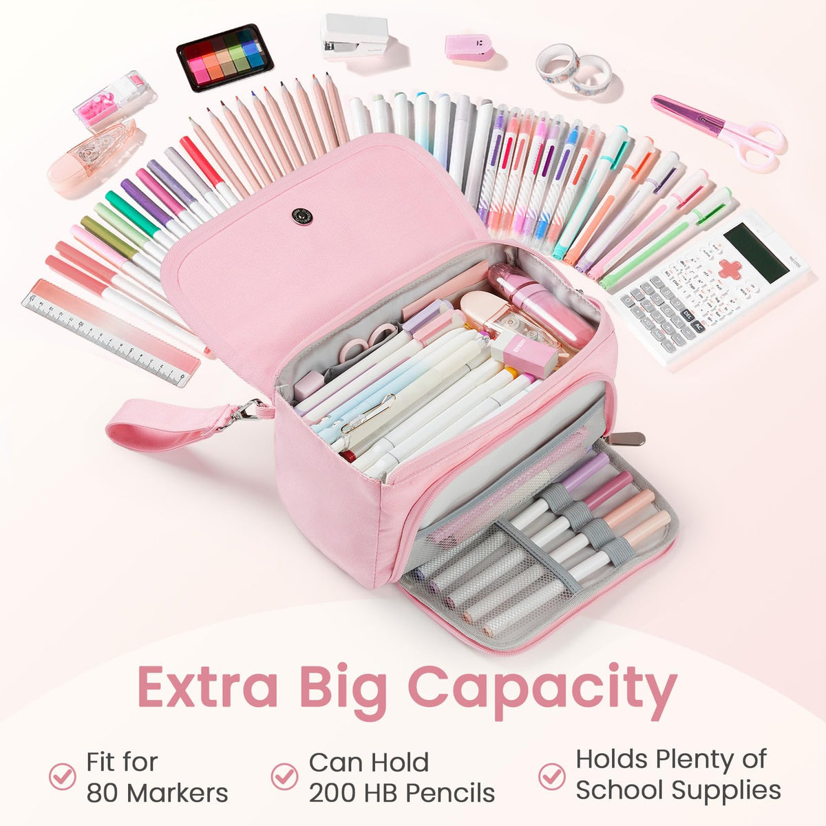 Sooez Super Large Pencil Case, Big Capacity Pencil Bag with 3 Compartments