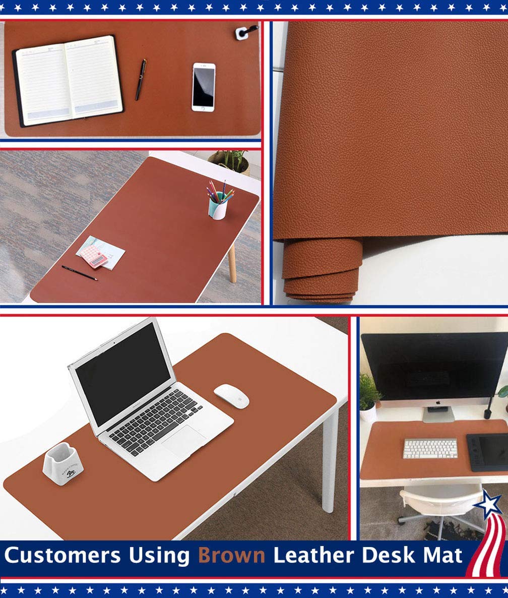 24 X 60 Inch XL Desk Mat Desktop Protector Non-Slip PU Leather Desk Pad Blotter Laptop Computer