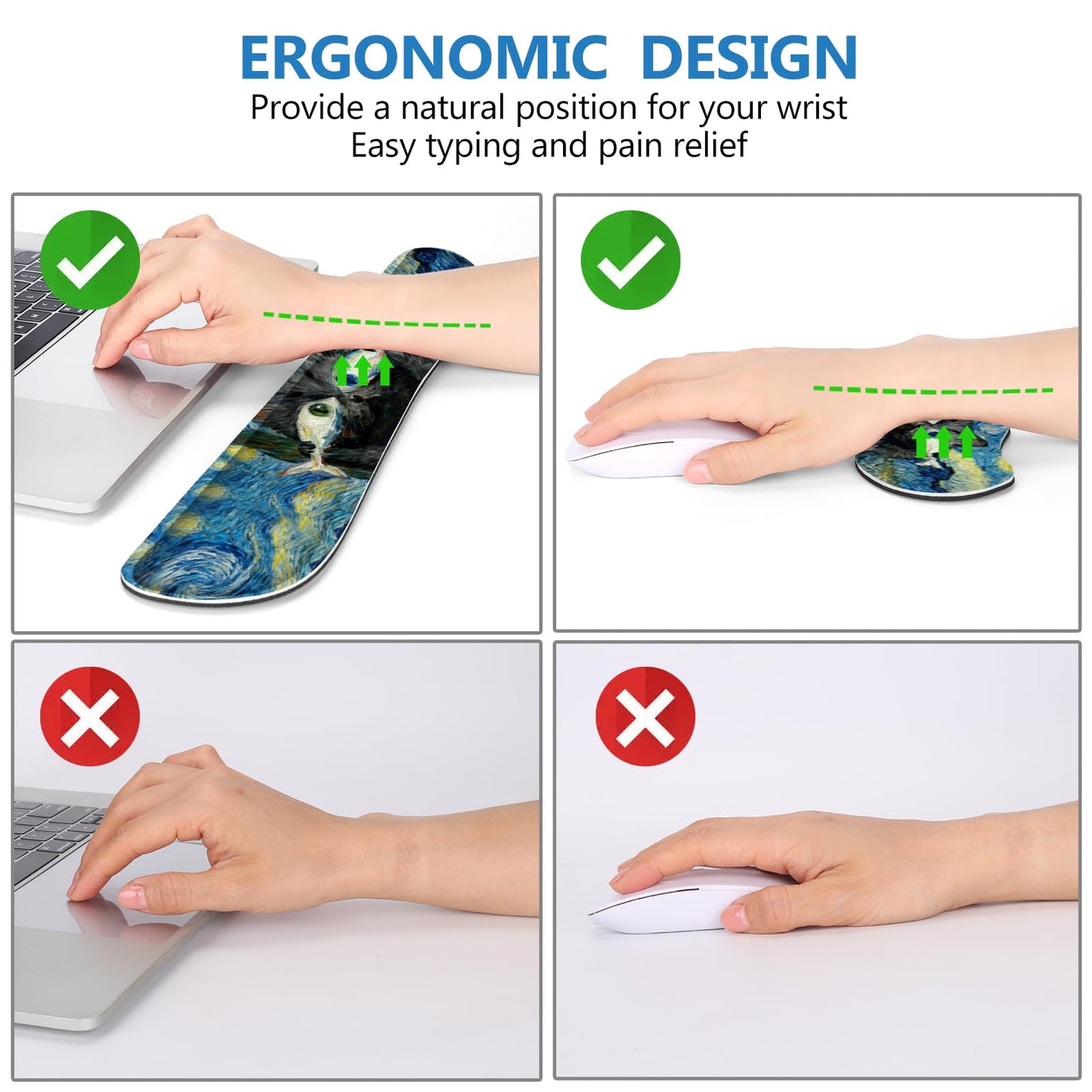 DINKY Keyboard Mouse Pad Set, Large Gaming Mouse Pad +Keyboard Wrist Rest +Mousepad with Wrist