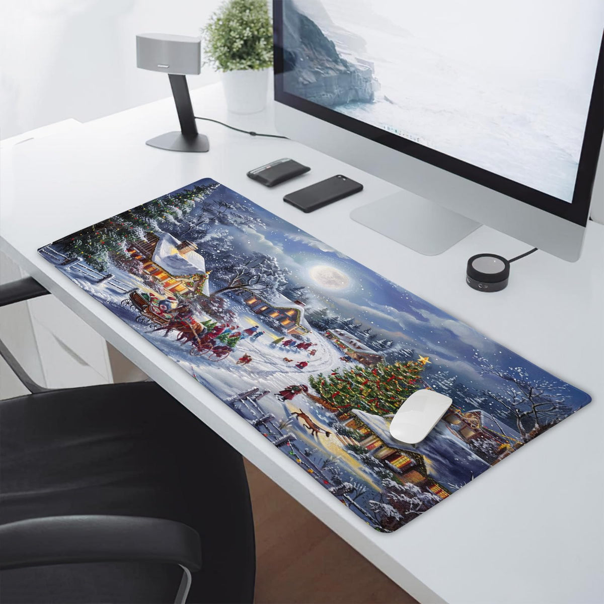 Christmas Gaming Mouse Pad XXL Xmas Tree Deer Snowflake Extended Winter Holiday Large Mat Mousepad