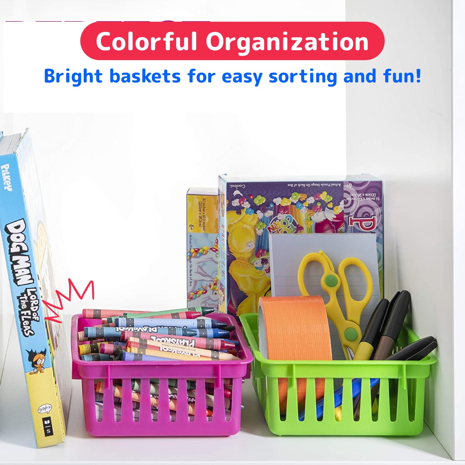 PREXTEX Classroom Storage Baskets - Crayon & Pencil Container - Classroom Organization - Multicolor