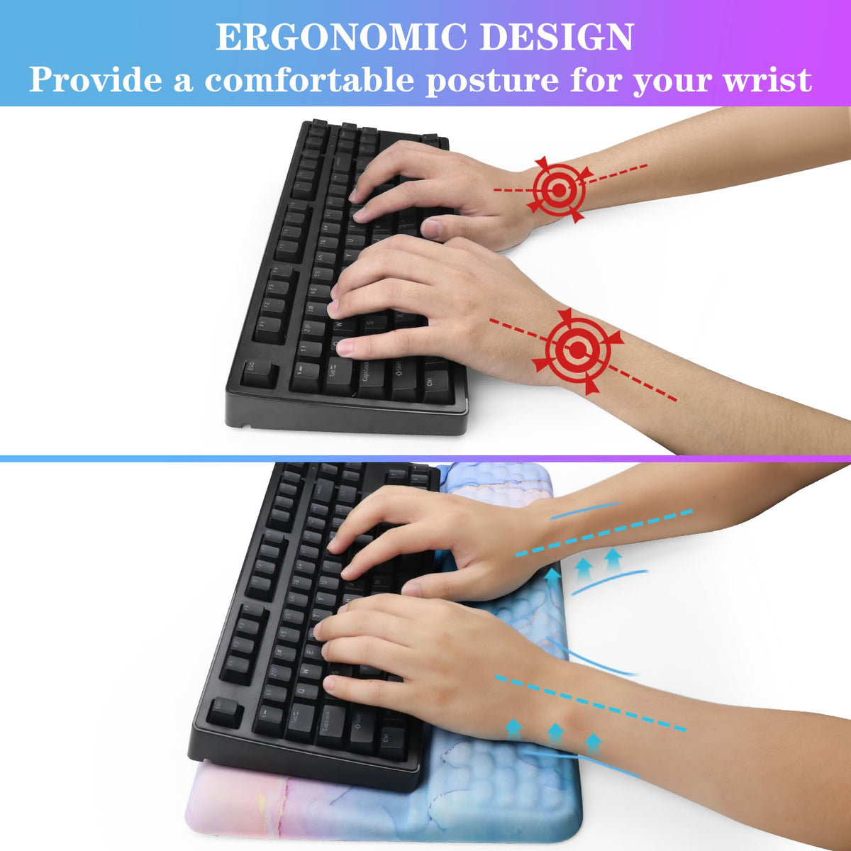 Computer Keyboard Stand with Wrist Rest, Ergonomic Tilted Keyboard Holder - Keyboard Riser with