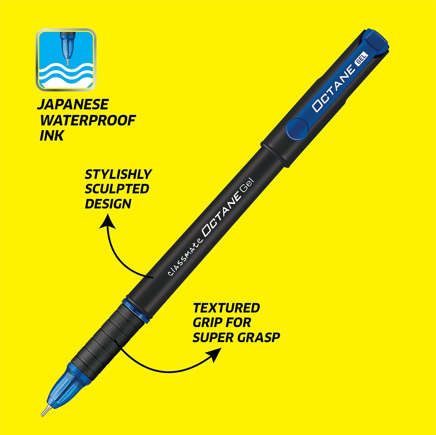 Classmate Octane- Blue Gel Pens (Pack of 10)|Smooth Writing Pens|Water-proof ink for smudge-free