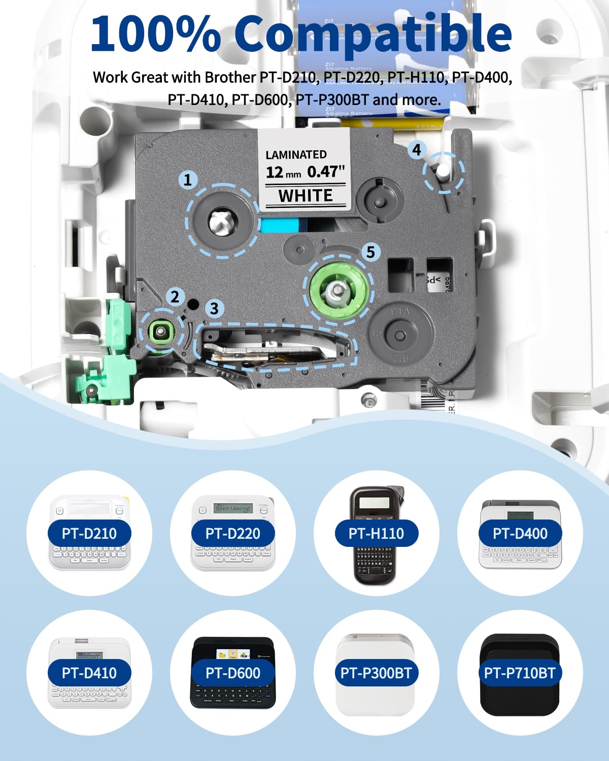 Label Maker Tape Refill Replacement for Brother TZe-231 TZe231 12mm 0.47''