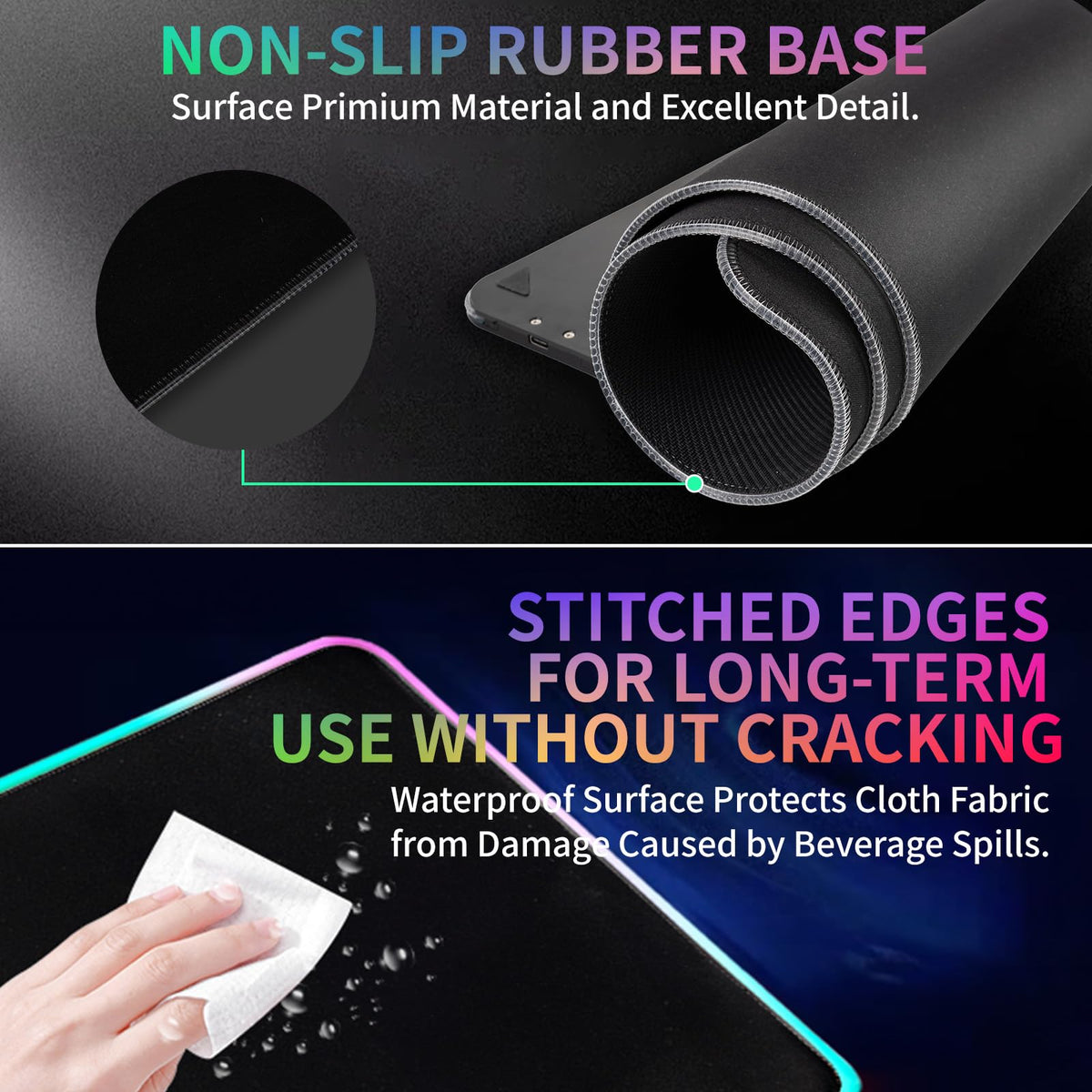 RGB Gaming Mouse Pad with Wireless Charging 15W, LED Mouse Mat 31.5 * 11.8 in, 10 Light Modes Extra