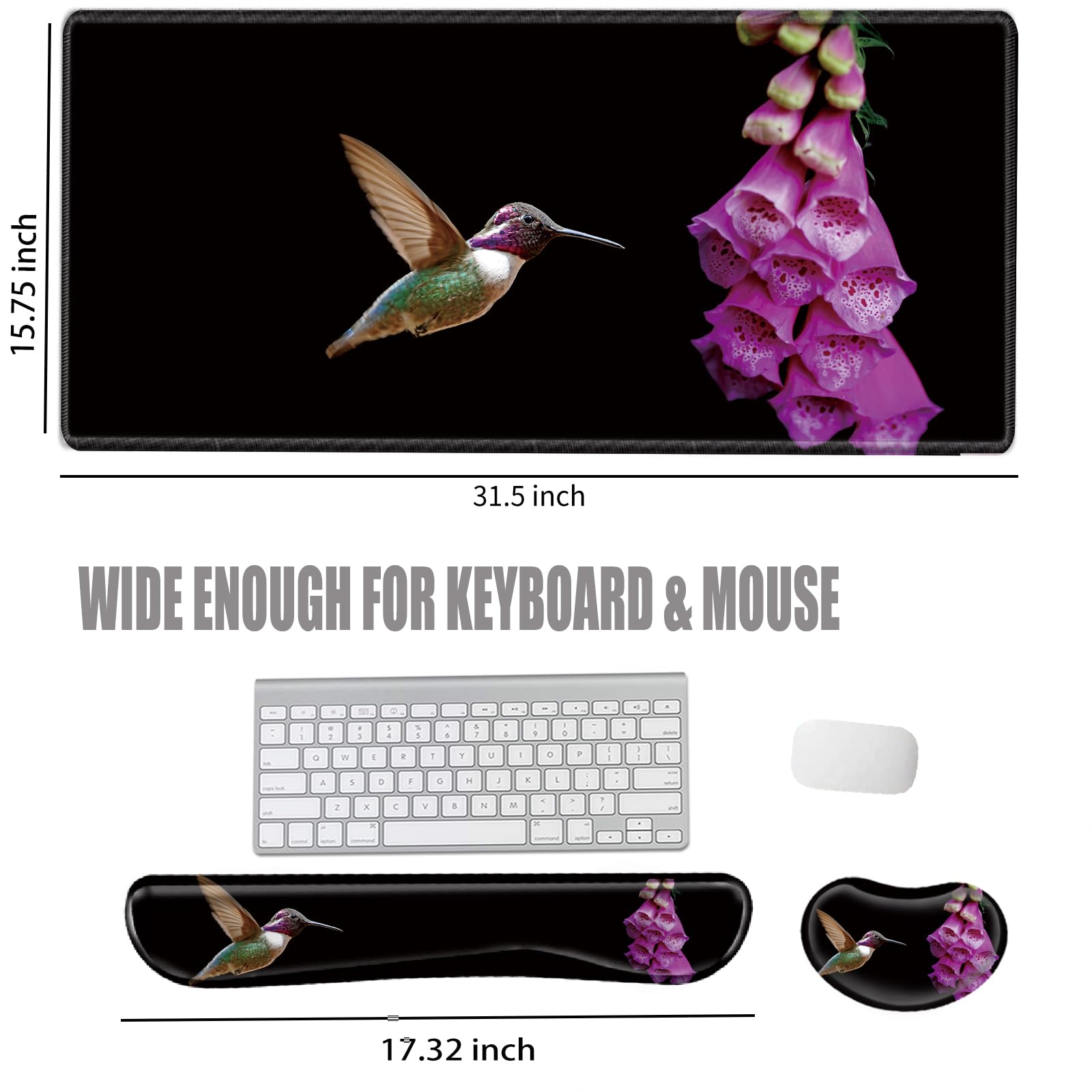 Large Mouse Pad and Keyboard Wrist Rest 31.5x15.75 Desk Mat 3 in 1 Keyboard Wrist Support for Women