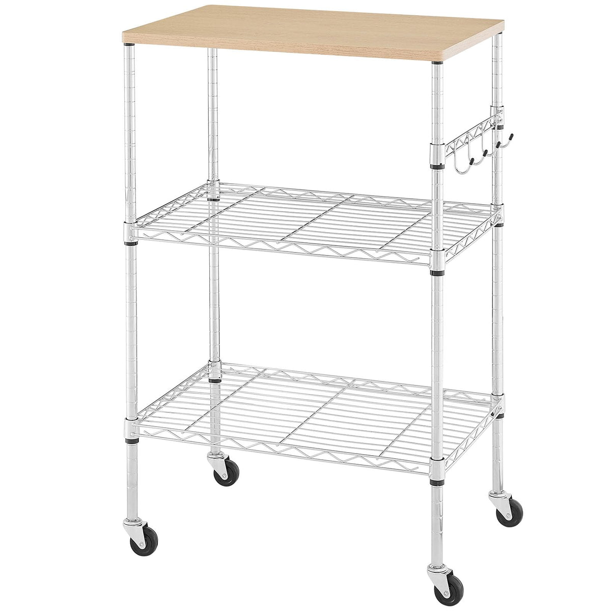 BolDuck 450Lbs Capacity Microwave Cart with Wheels, 3 Tier Rolling Cart with Adjustable Shelves