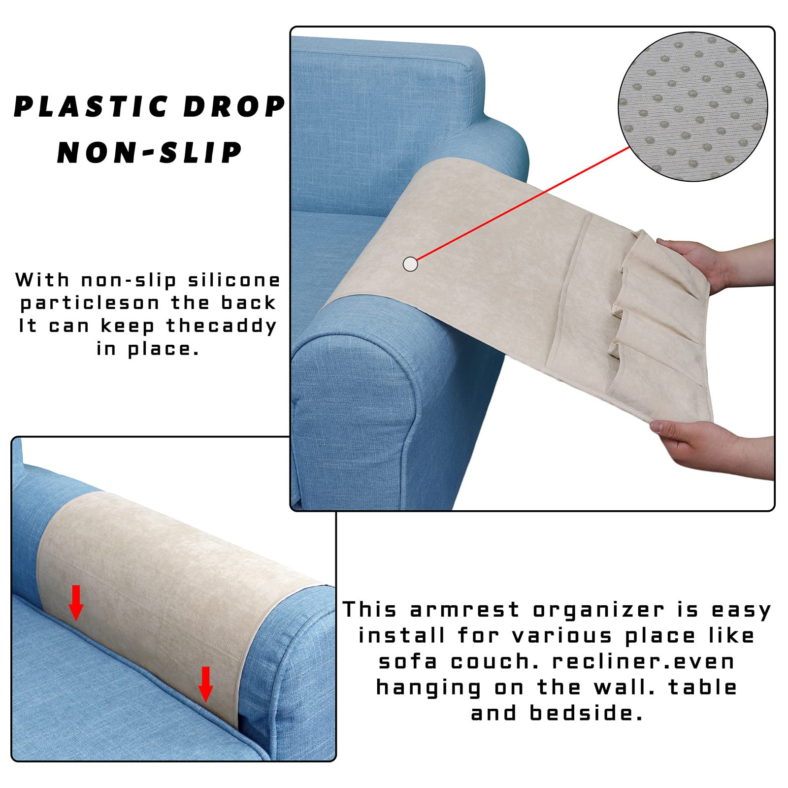Remote Control Holders for Armchairs, Couch Caddy, Featuring Non-Slip Bases