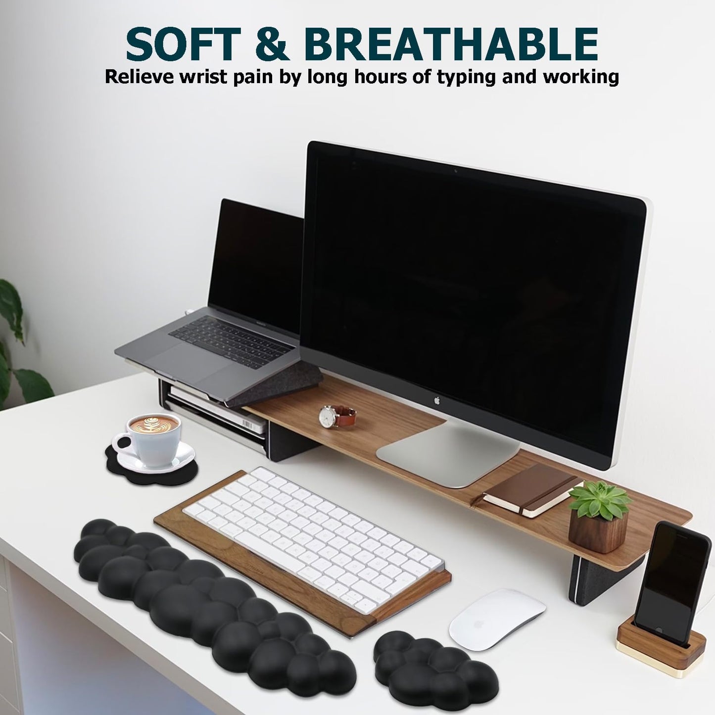 Cloud Wrist Rest Keyboard, PU Leather Memory Foam Wrist Rest for Computer Keyboard, Ergonomic