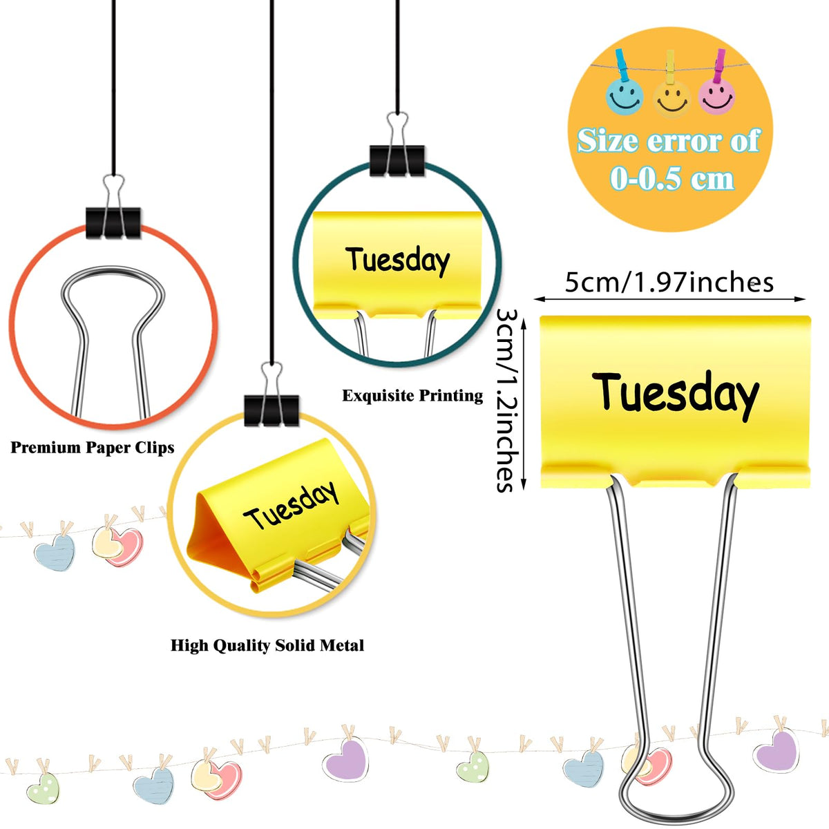 Tenare 6 Pack 2 Inch Teacher Binder Clips, Classroom Paper Organizer