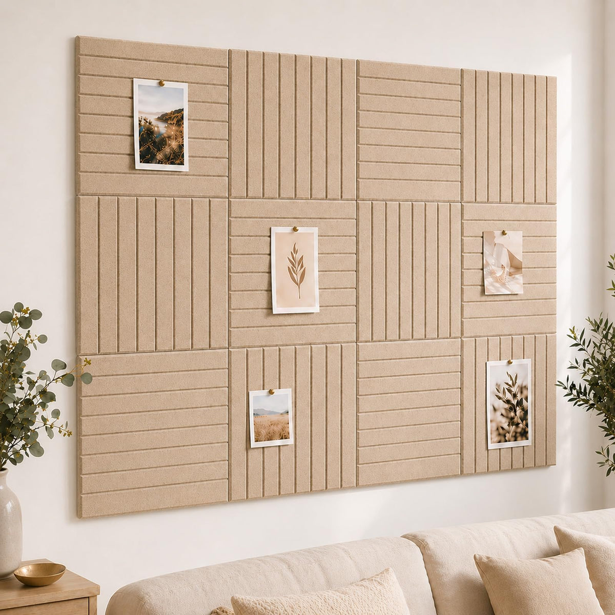 Baysola Stripe Felt Bulletin Board Tiles, Cork Board Alternative 48 x 36 in