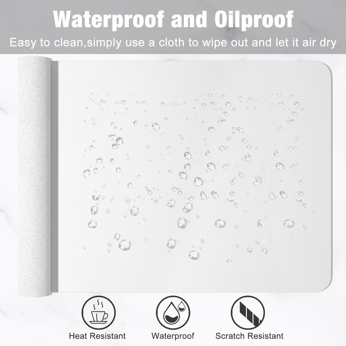 Hsurbtra Desk Pad, 48" x 17" PU Leather Desk Mat, XXXL Extended Mouse Pad, Waterproof Desktop