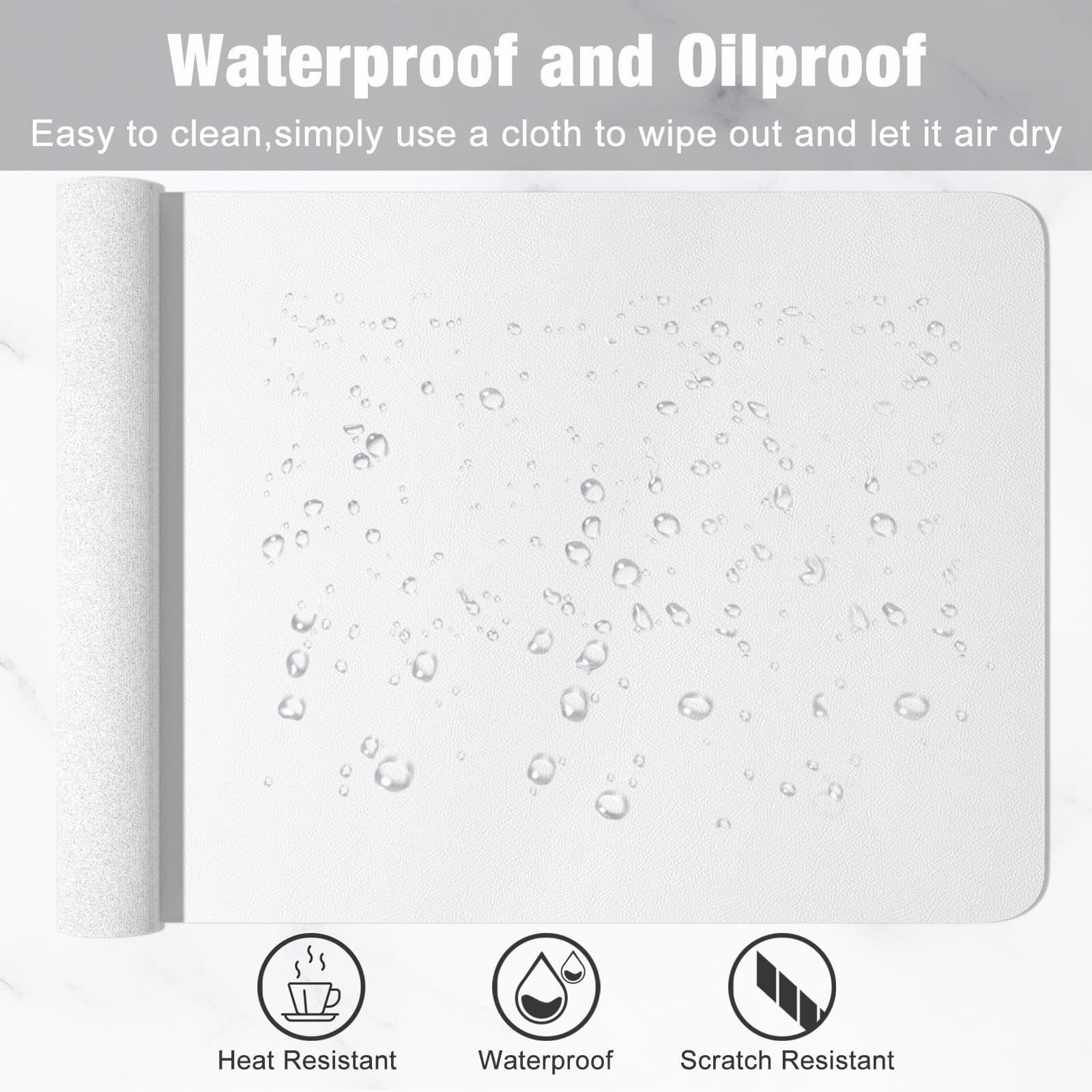 Hsurbtra Desk Pad, 48" x 17" PU Leather Desk Mat, XXXL Extended Mouse Pad, Waterproof Desktop