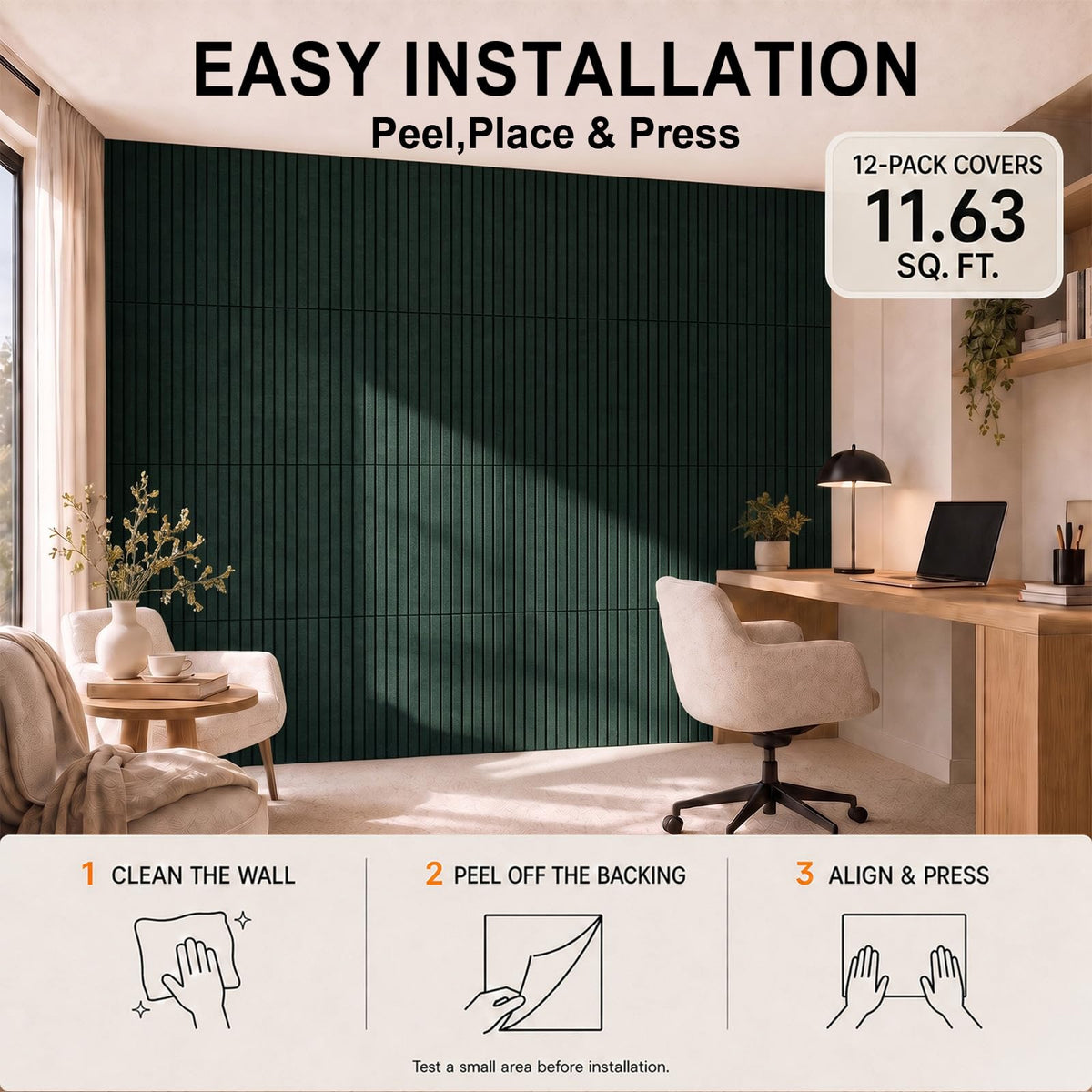 Baysola Stripe Felt Bulletin Board Tiles, Cork Board Alternative 48 x 36 in