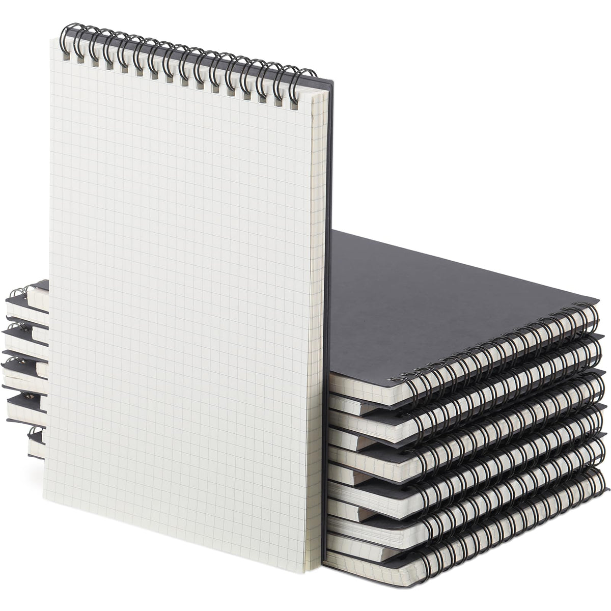 Engrowtic 6 Pack Graph Paper Spiral Notebook A5,Dark Grey