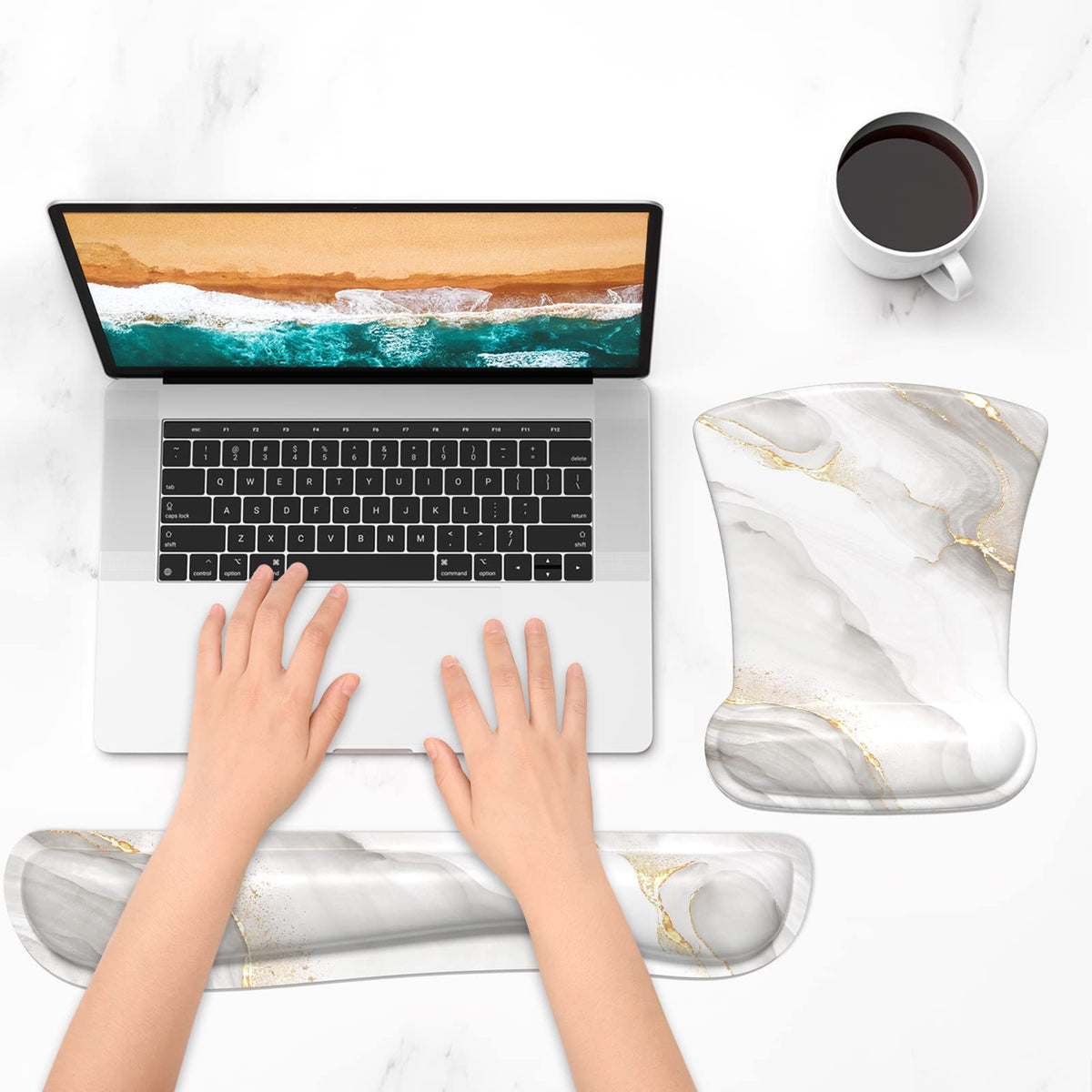 ITNRSIIET Mouse Pad Wrist Support Keyboard Wrist Rest Pad Ergonomic Mousepad Non-Slip Memory Foam
