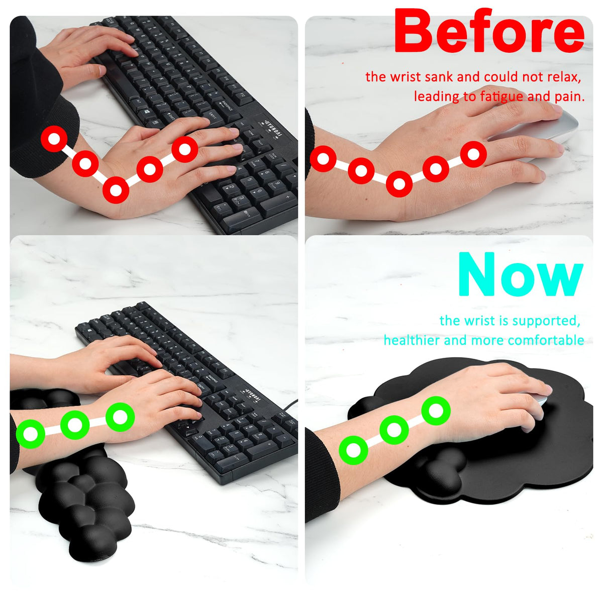 Cloud Wrist Rest Mouse Pad & Keyboard Wrist Support Set for Home & Office