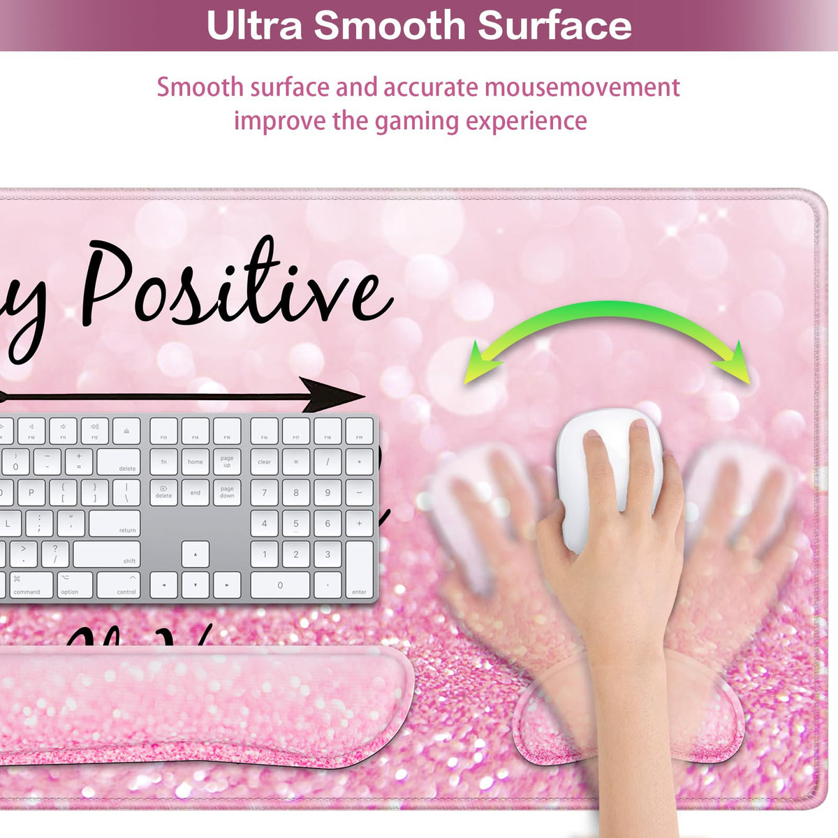 QOMOLAMA Mousepad Pink, Mouse Pad with Wrist Rest, 4-in-1