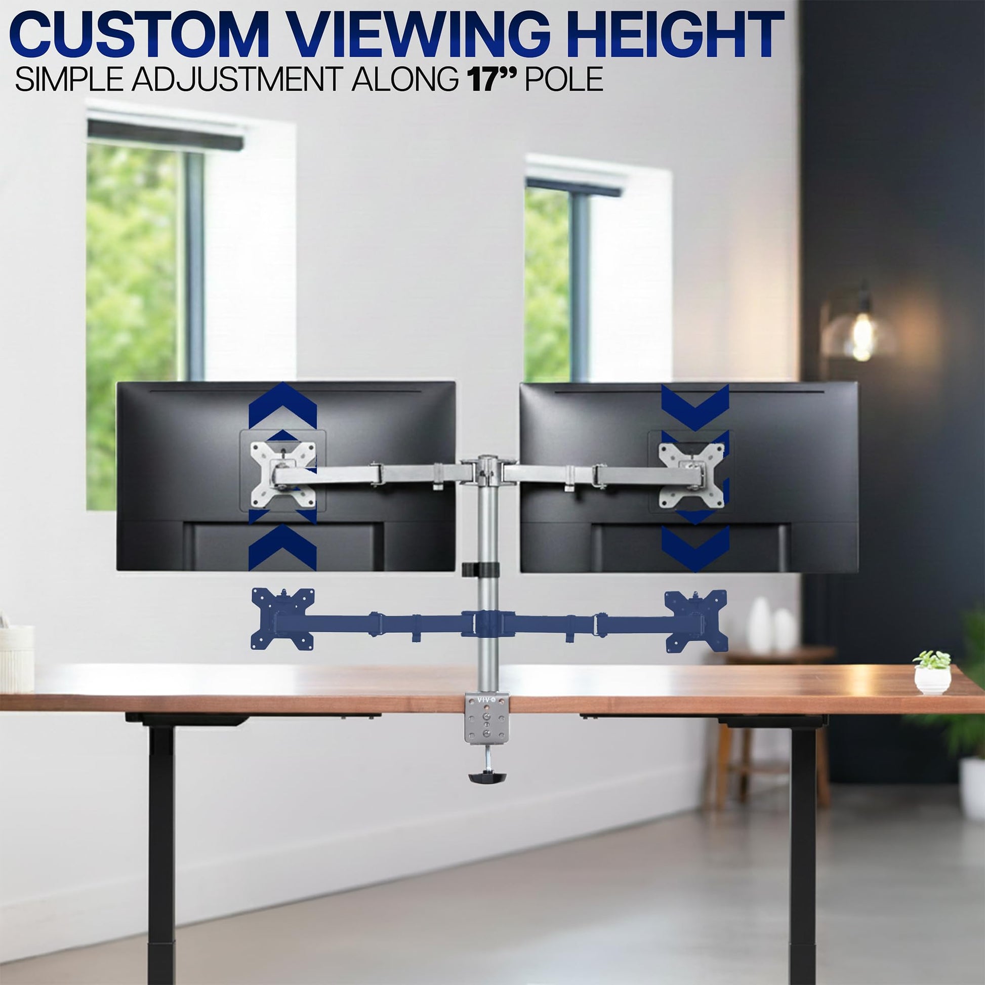 VIVO Dual Monitor Desk Mount, Heavy Duty Fully Adjustable Steel Stand, Holds 2 Computer Screens up