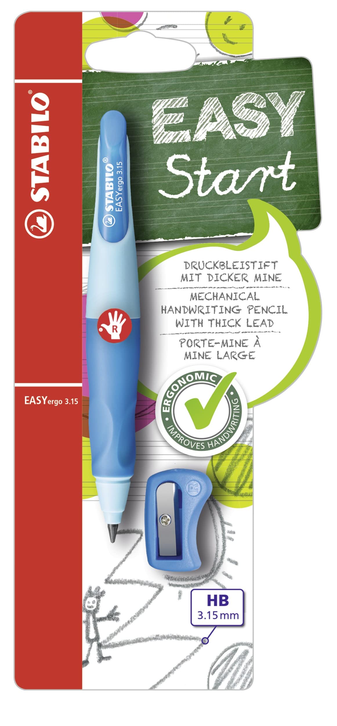 STABILO ergonomic mechanical pencil for righthanders EASYergo 3.15