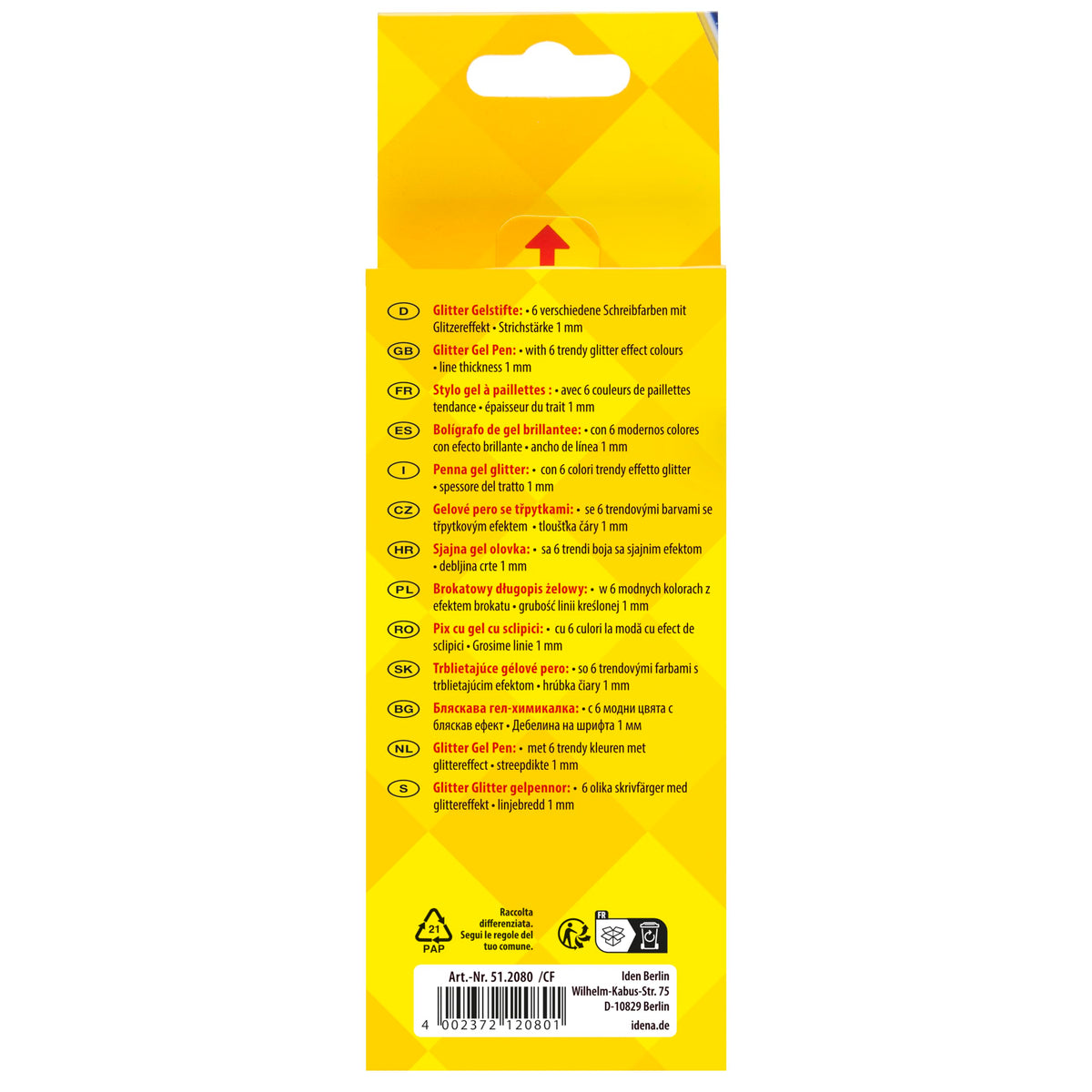 IDENA 512080 Gel Glitter Pen Set of 6