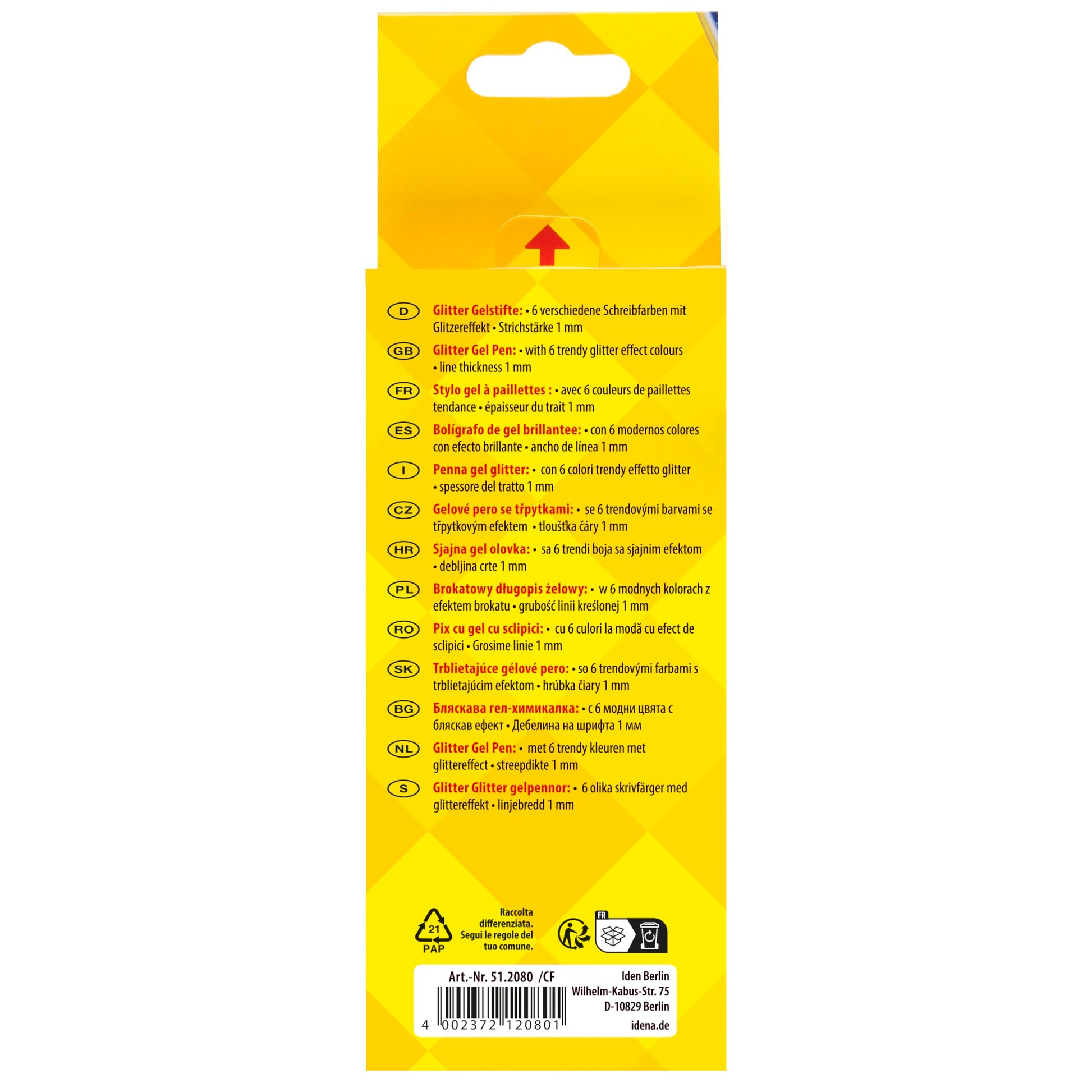 IDENA 512080 Gel Glitter Pen Set of 6