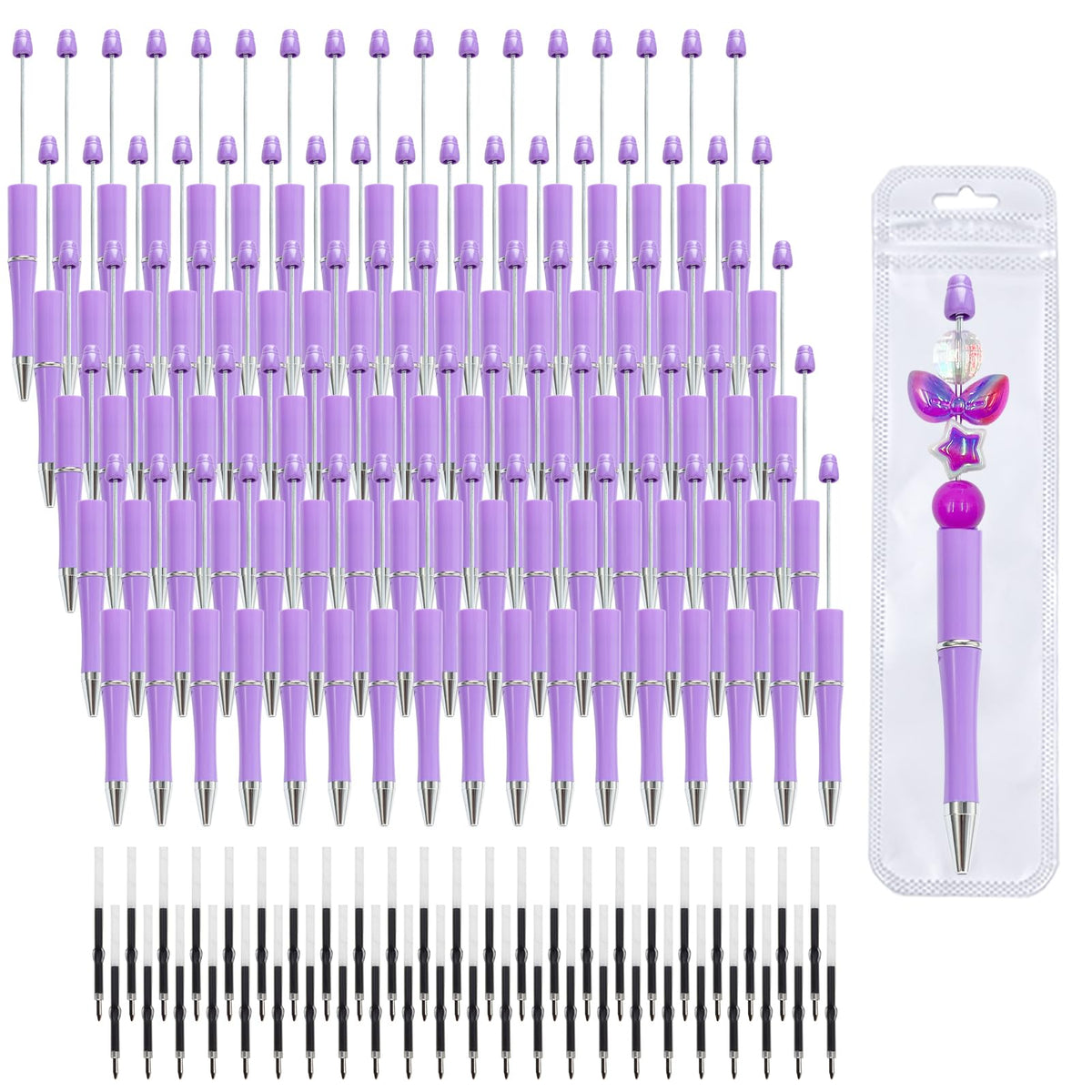 420 Pieces DIY Beadable Pen Bulk Kit – 140 PCS Ballpoint Pen with Refills & Bags – Perfect for