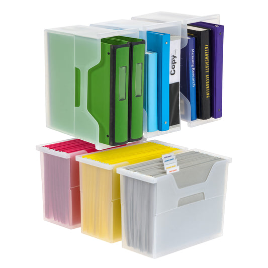 IRIS USA 6-Pack Medium Desktop File Box with Open Lid, Clear
