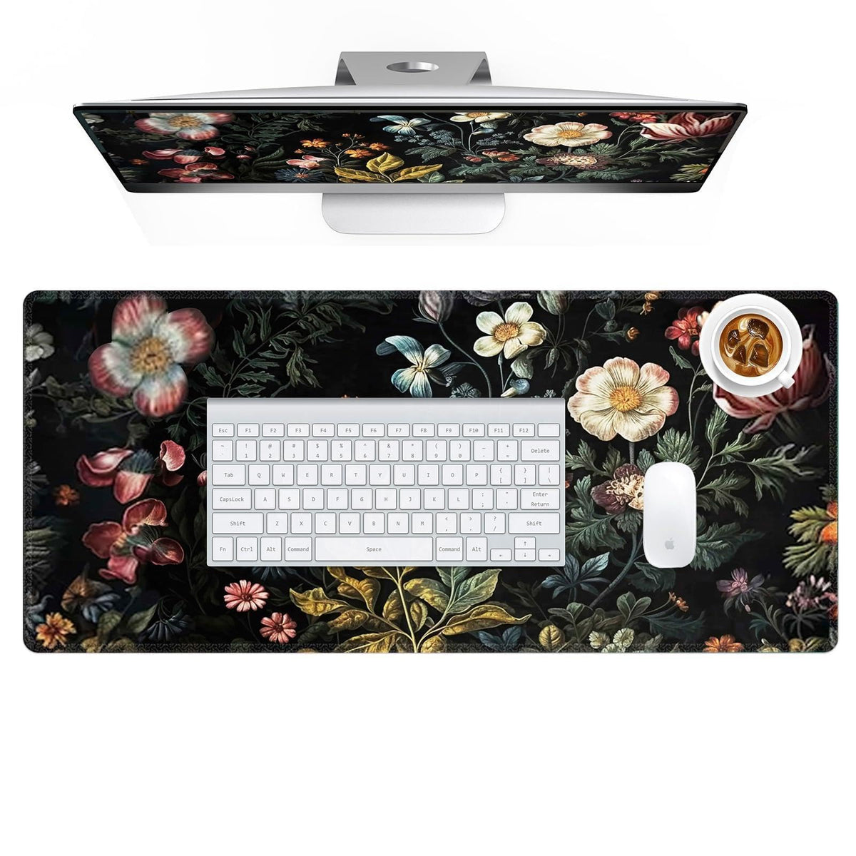 HAOCOO Vintage Floral Desk Mat for Desktop, Aesthetic Plant Desk Decor