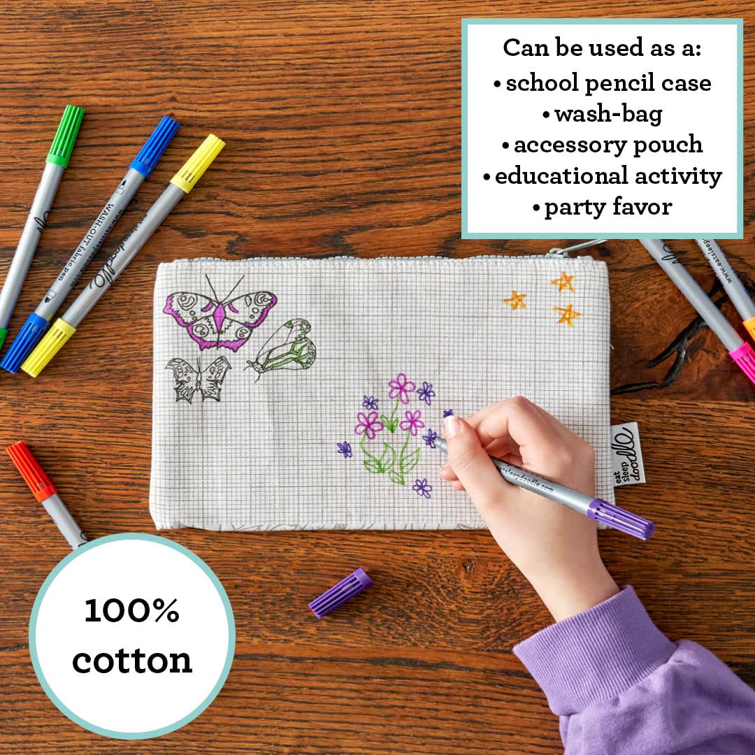 eatsleepdoodle Cotton Butterfly Coloring Pencil Case, 10pk Washable Markers