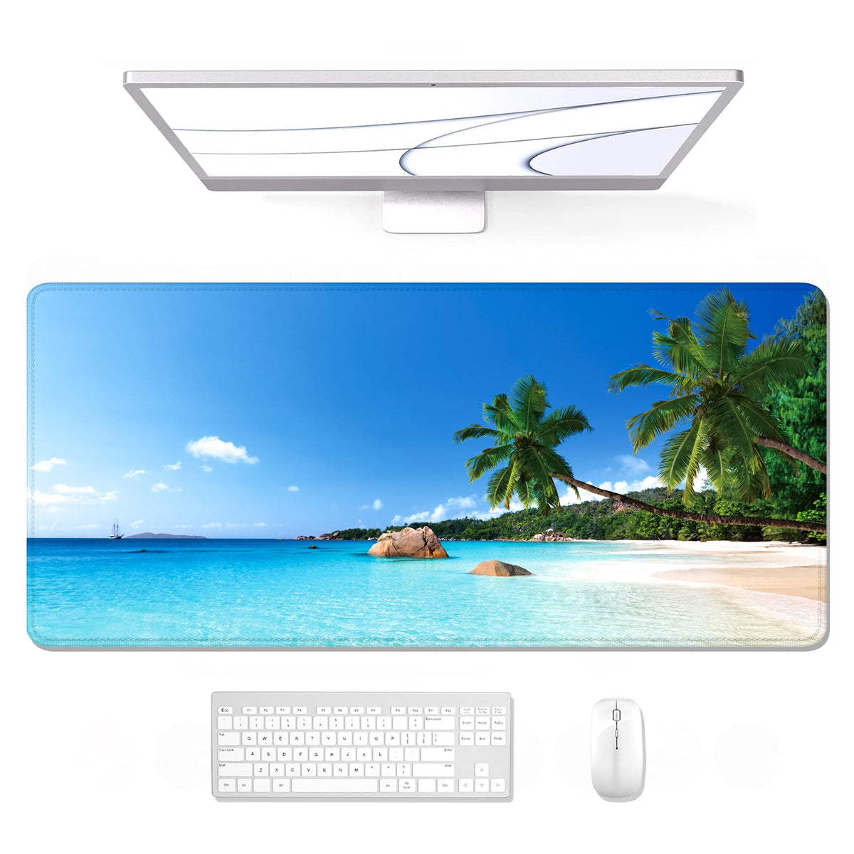Auhoahsil Large Gaming Mouse Pad, XXL 35.4 x 15.7 in Office Desk Mat, Blue