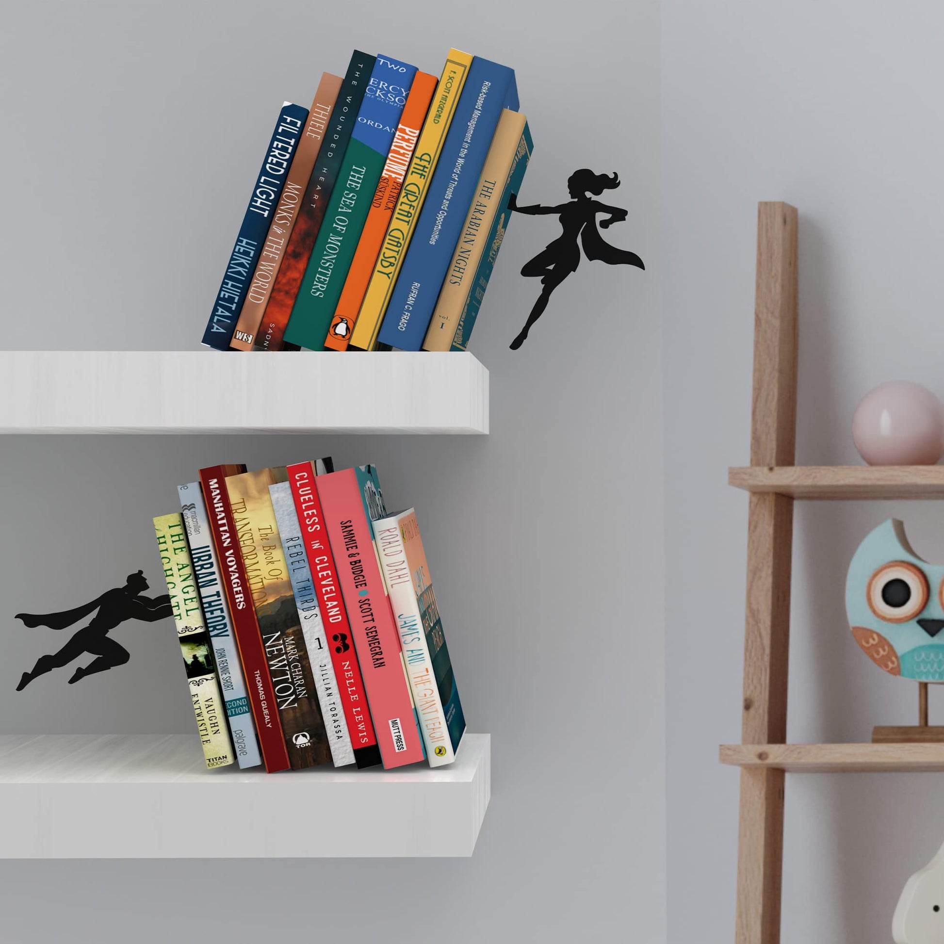 Bookends for Shelves - Superhero&Supergal - Heavy Duty Metal Book Ends