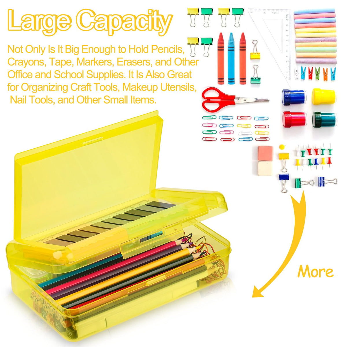 Meiikun Pencil Box, Large Capacity Pencil Boxes 2 Compartments, Hard Pencil Case with Snap-tight