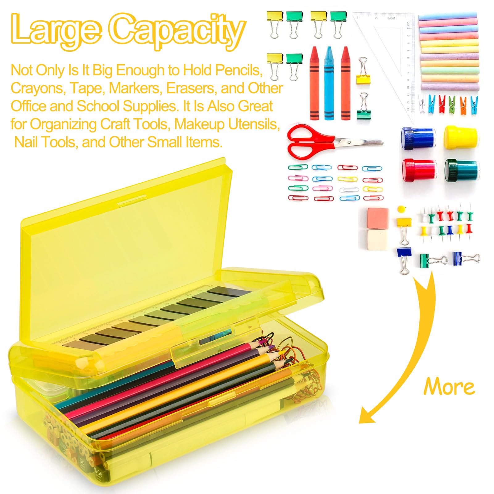 Meiikun Pencil Box, Large Capacity Pencil Boxes 2 Compartments, Hard Pencil Case with Snap-tight