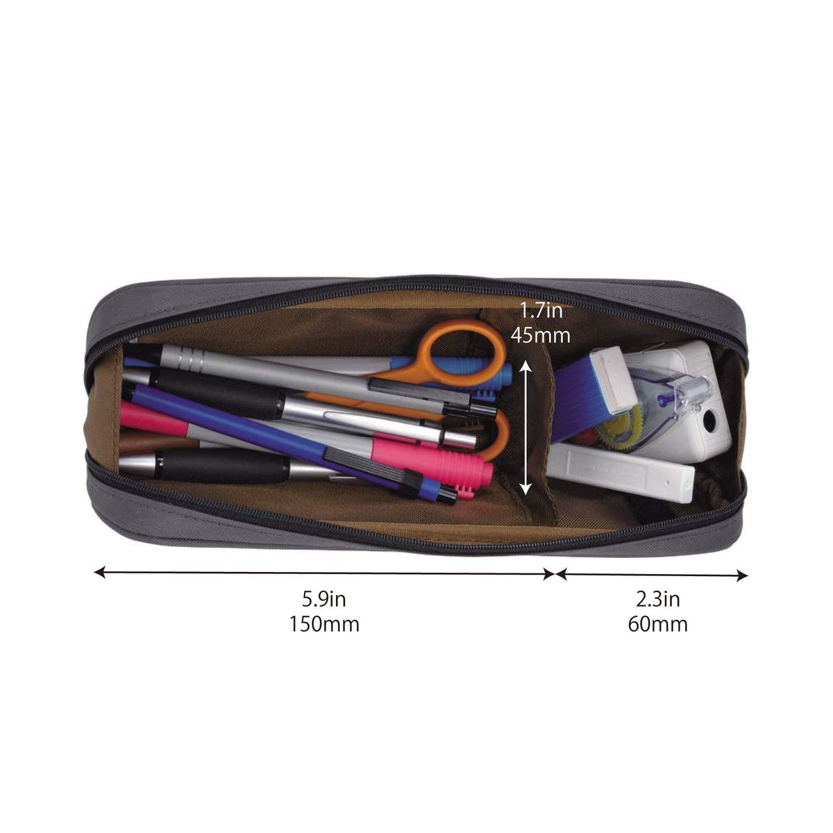 LIHIT LAB Large Capacity Zipper Long Pencil Case For School Office College, Big Capacity Pencil Bag