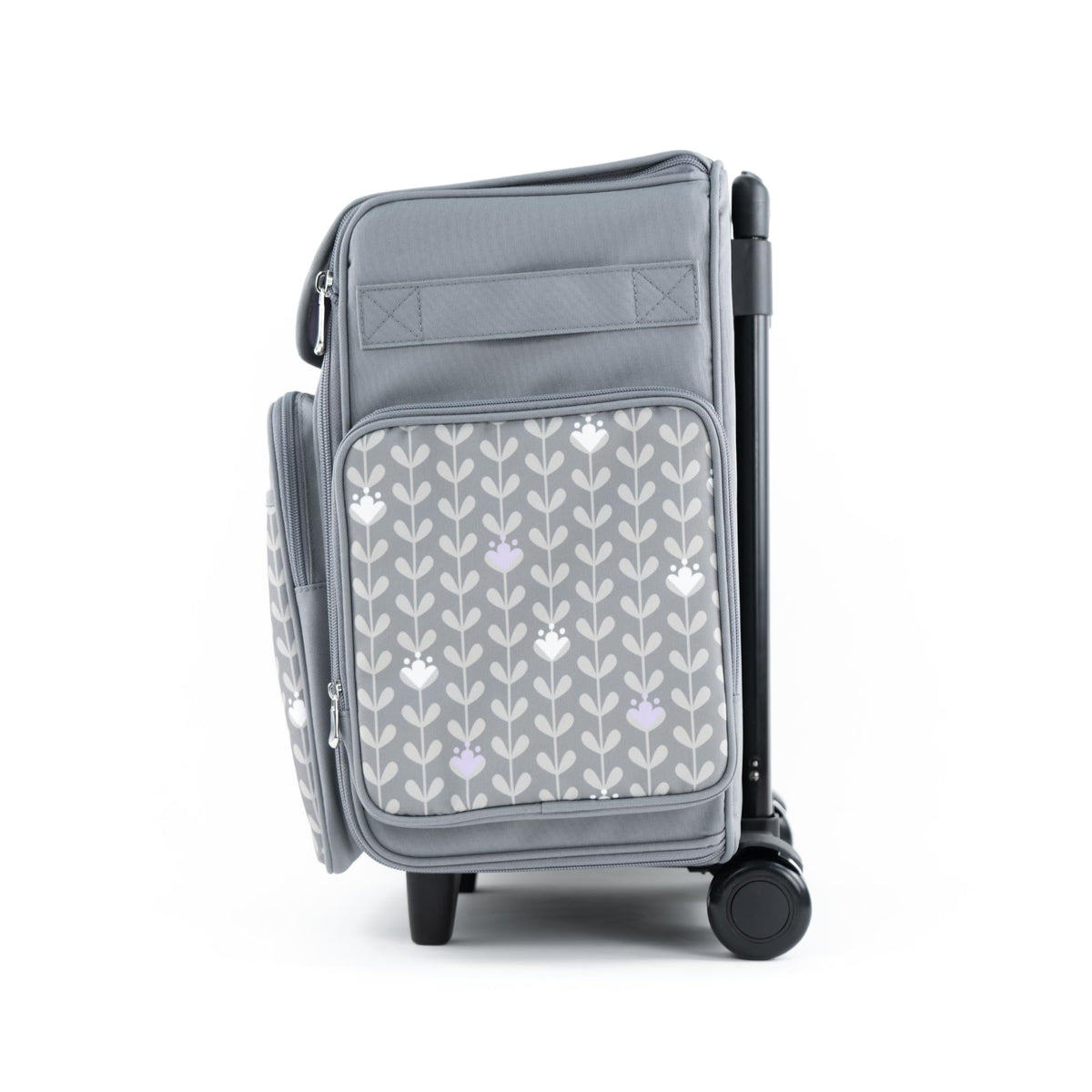 Everything Mary Rolling Scrapbook Tote – Grey Dots Foldable Craft Organizer Tote for Scrapbooking