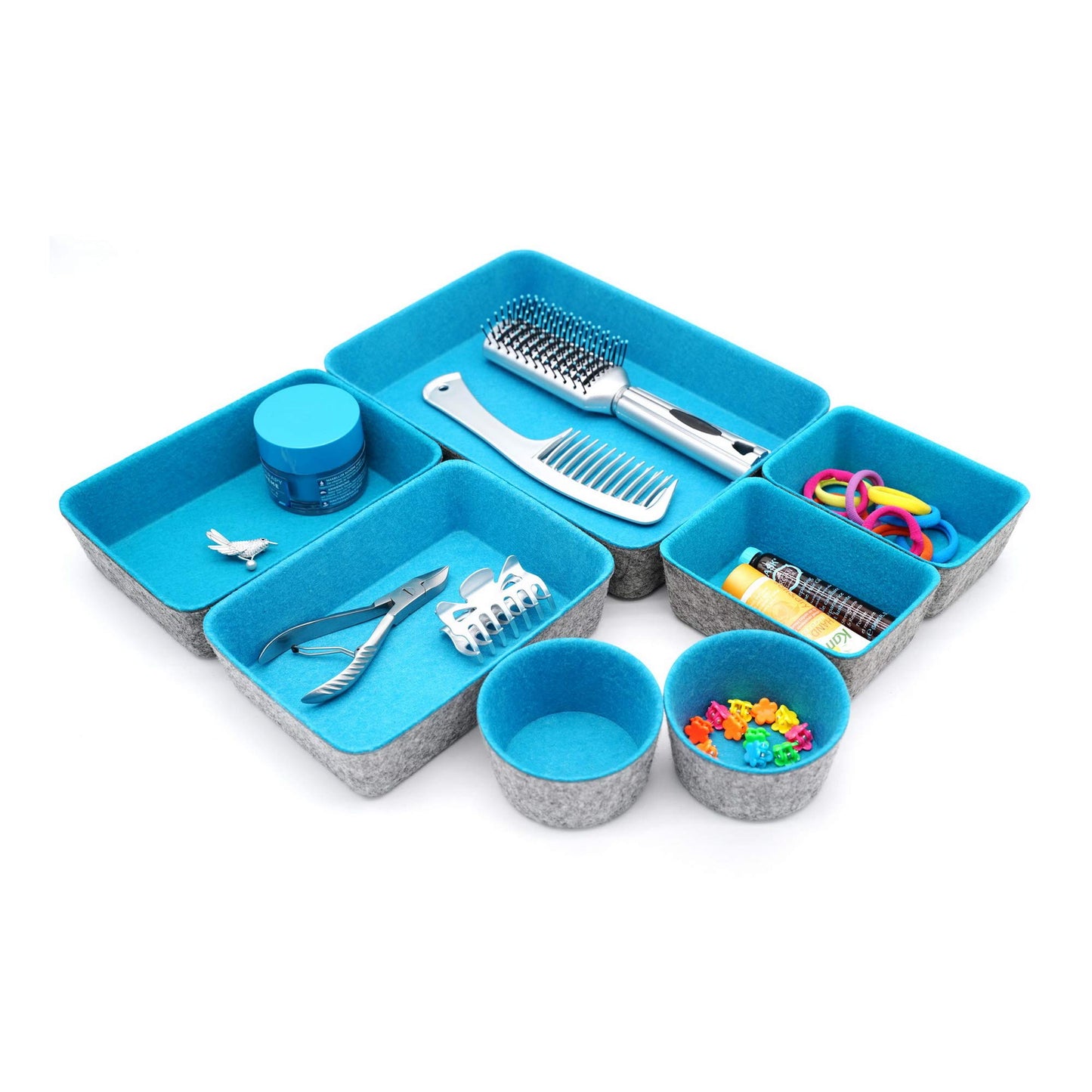 Welaxy Drawer organizers bins felt tray desk storage bins dividers small organizing box for office