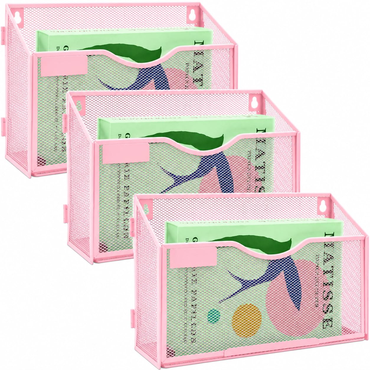 IOUGDSEC 3 Packs 1 Tier A4 Mesh in Tray Hanging Wall File Holder Magazine Document Holder Mail